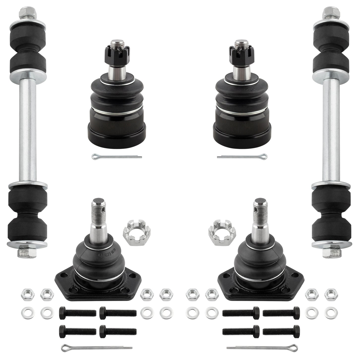BOXI (Set of 6) Front Upper & Lower Ball Joints + Sway Bar End Links Kit for Chevrolet S10 Pickup