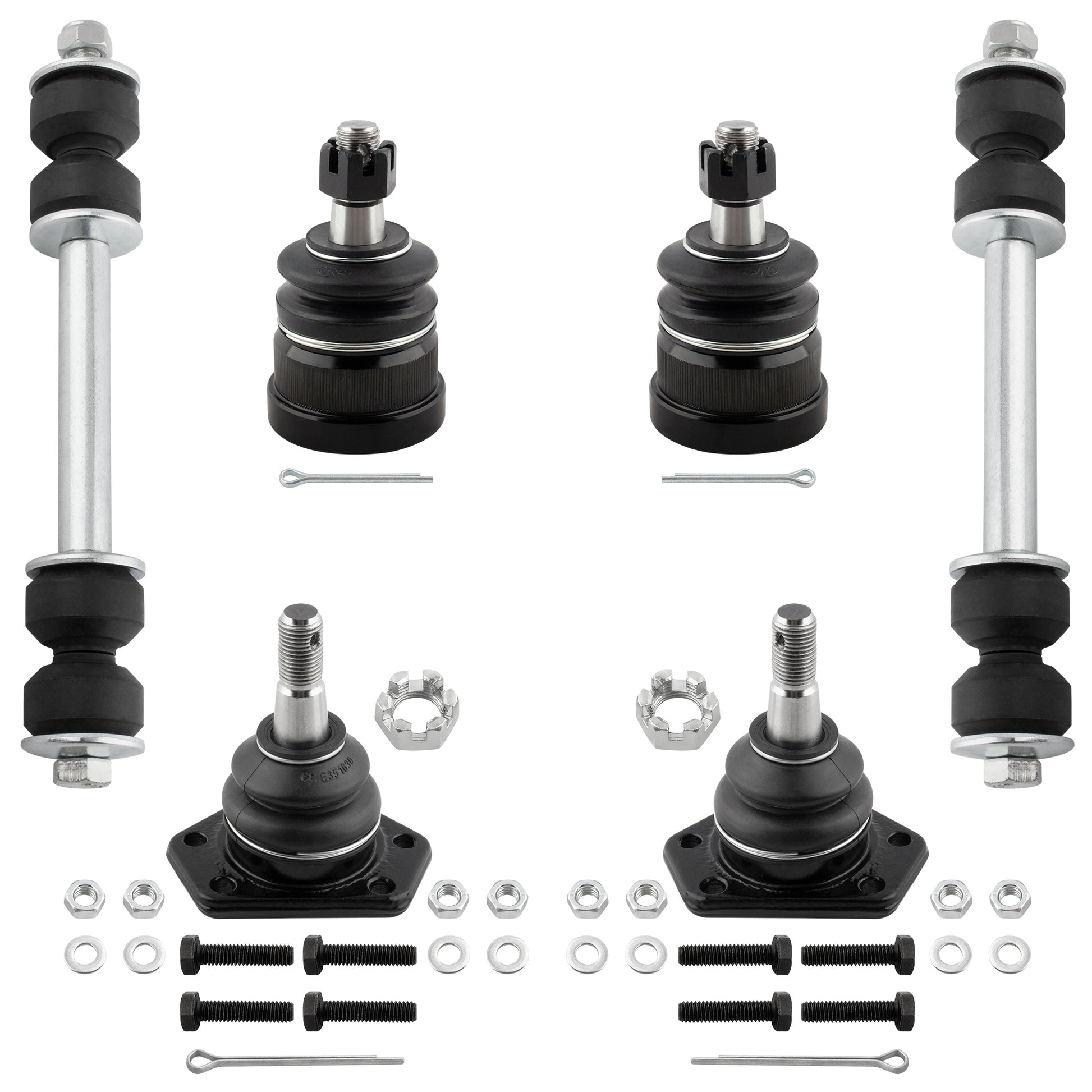BOXI (Set of 6) Front Upper & Lower Ball Joints + Sway Bar End Links Kit for Chevrolet S10 Pickup
