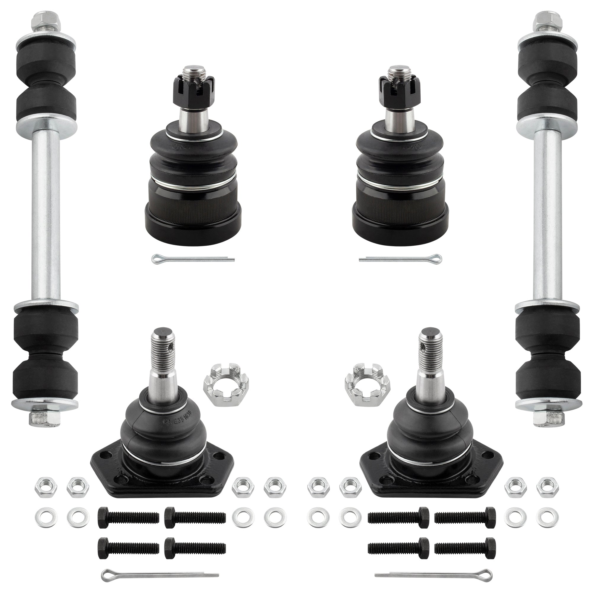 BOXI (Set of 6) Front Upper & Lower Ball Joints + Sway Bar End Links Kit for Chevrolet S10 Pickup