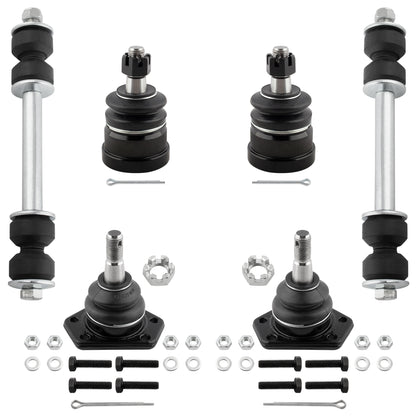 BOXI (Set of 6) Front Upper & Lower Ball Joints + Sway Bar End Links Kit for Chevrolet S10 Pickup