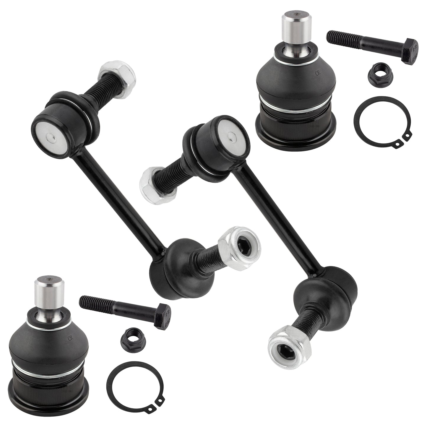 BOXI (Set of 4) Front Sway Bar End Links + Upper Ball Joints Fit for Buick Rainier