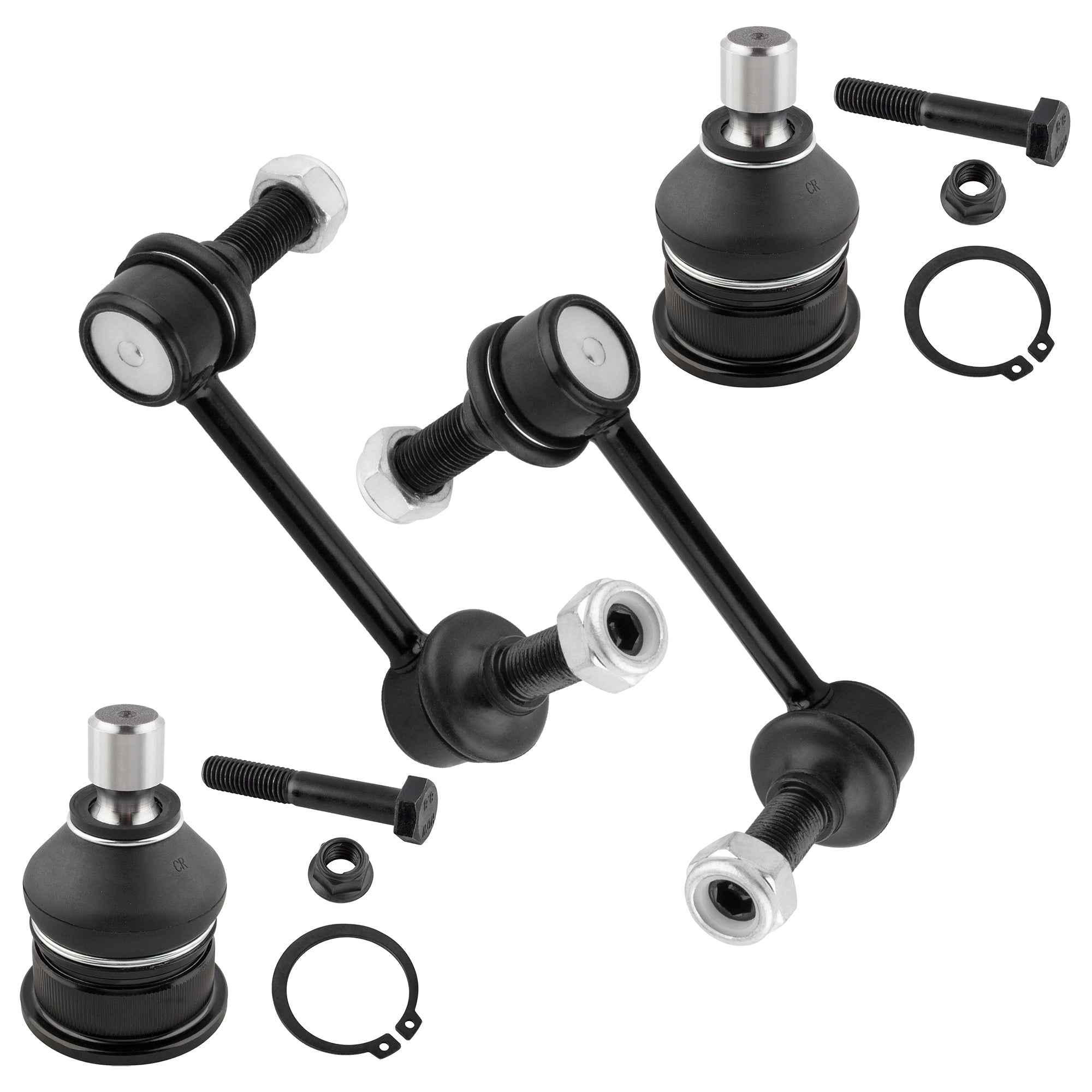 BOXI (Set of 4) Front Sway Bar End Links + Upper Ball Joints Fit for Buick Rainier