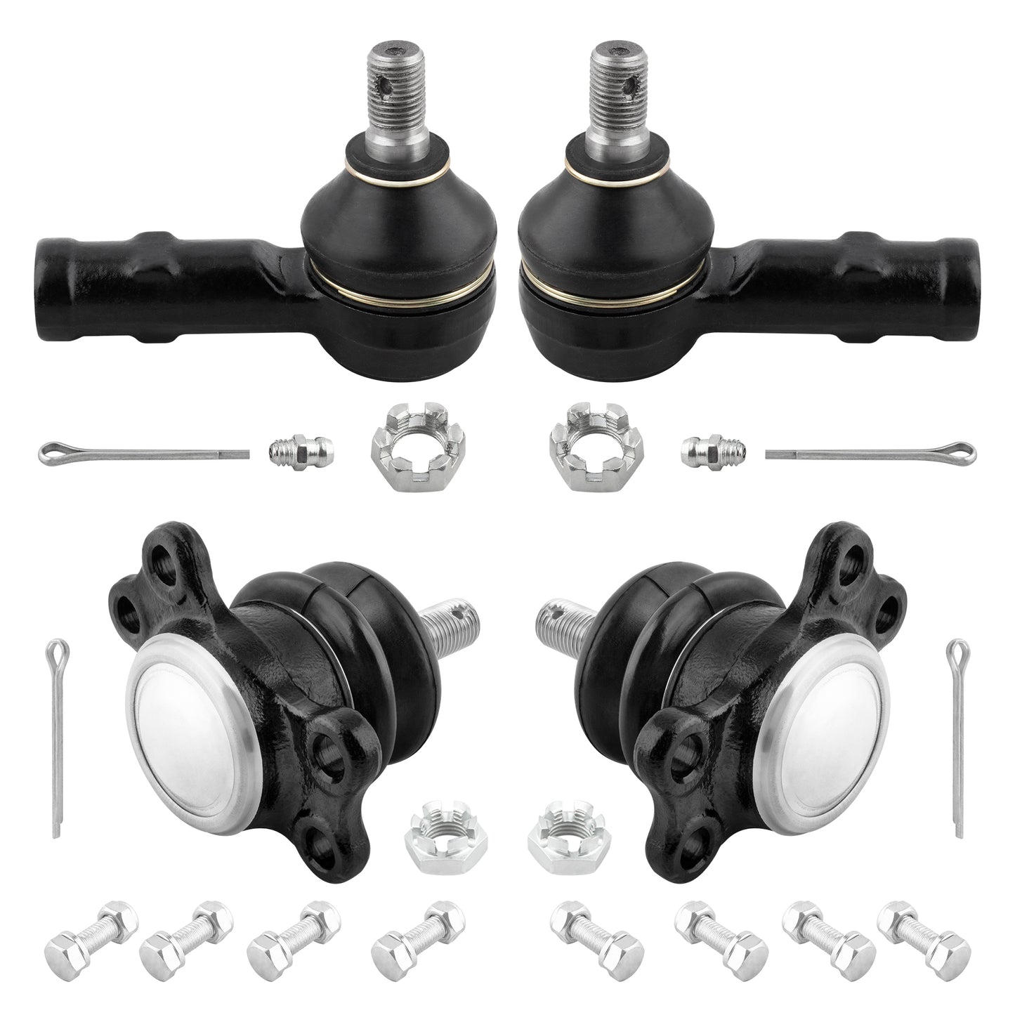 BOXI (Set of 4) Front Outer Tie Rod Ends Upper Ball Joints Fit for Isuzu Pickup 1981 1982 1983 1984