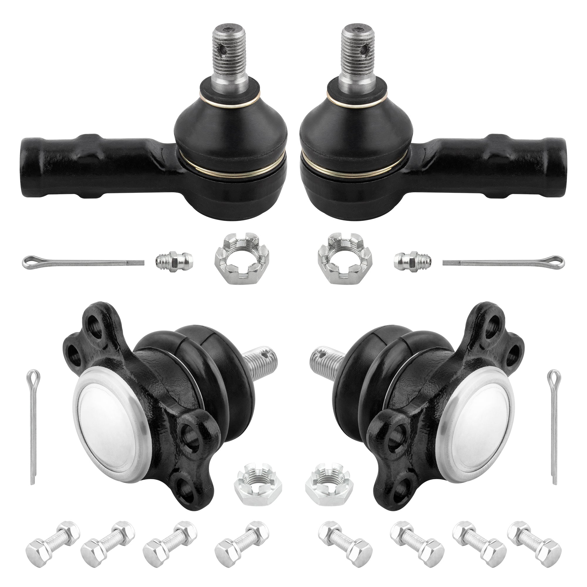 BOXI (Set of 4) Front Outer Tie Rod Ends Upper Ball Joints Fit for Isuzu Pickup 1981 1982 1983 1984