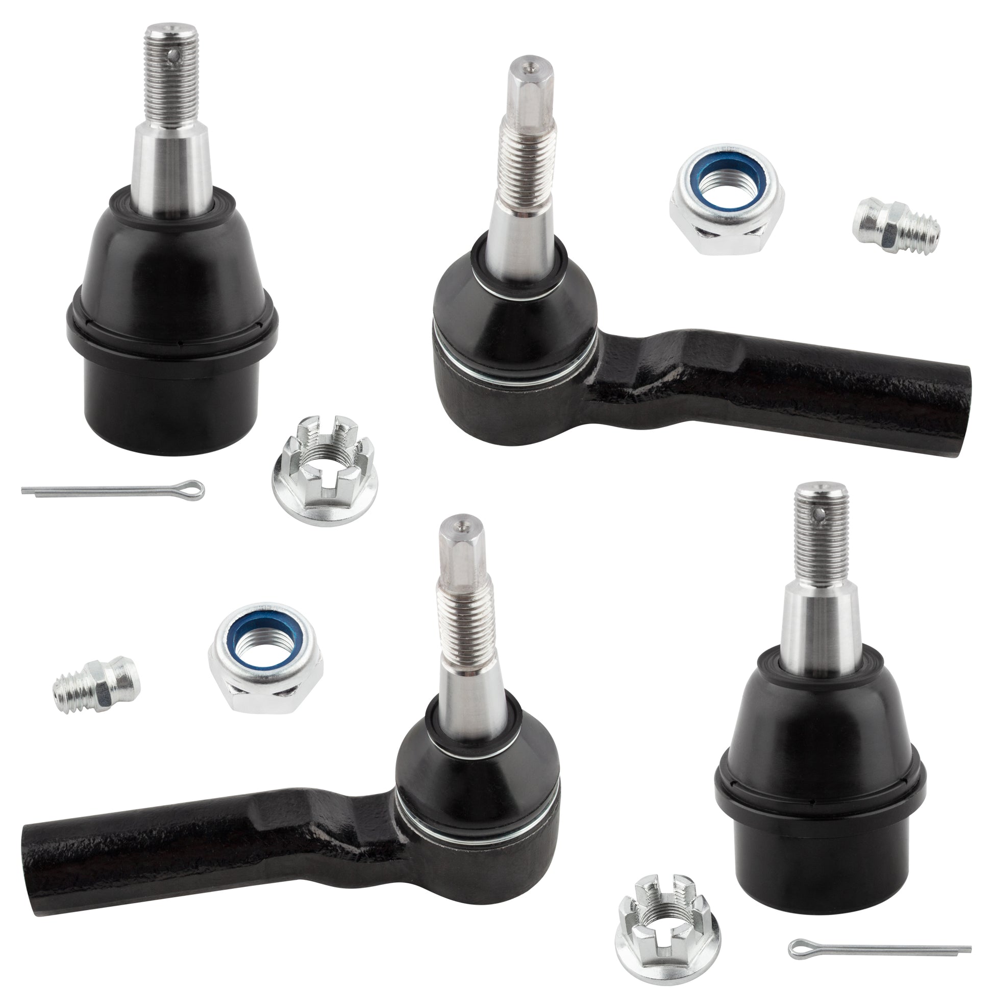 BOXI (2) Front Lower Ball Joints + (2) Outer Tie Rods Fit for Chevrolet Silverado 2500HD 3500HD
