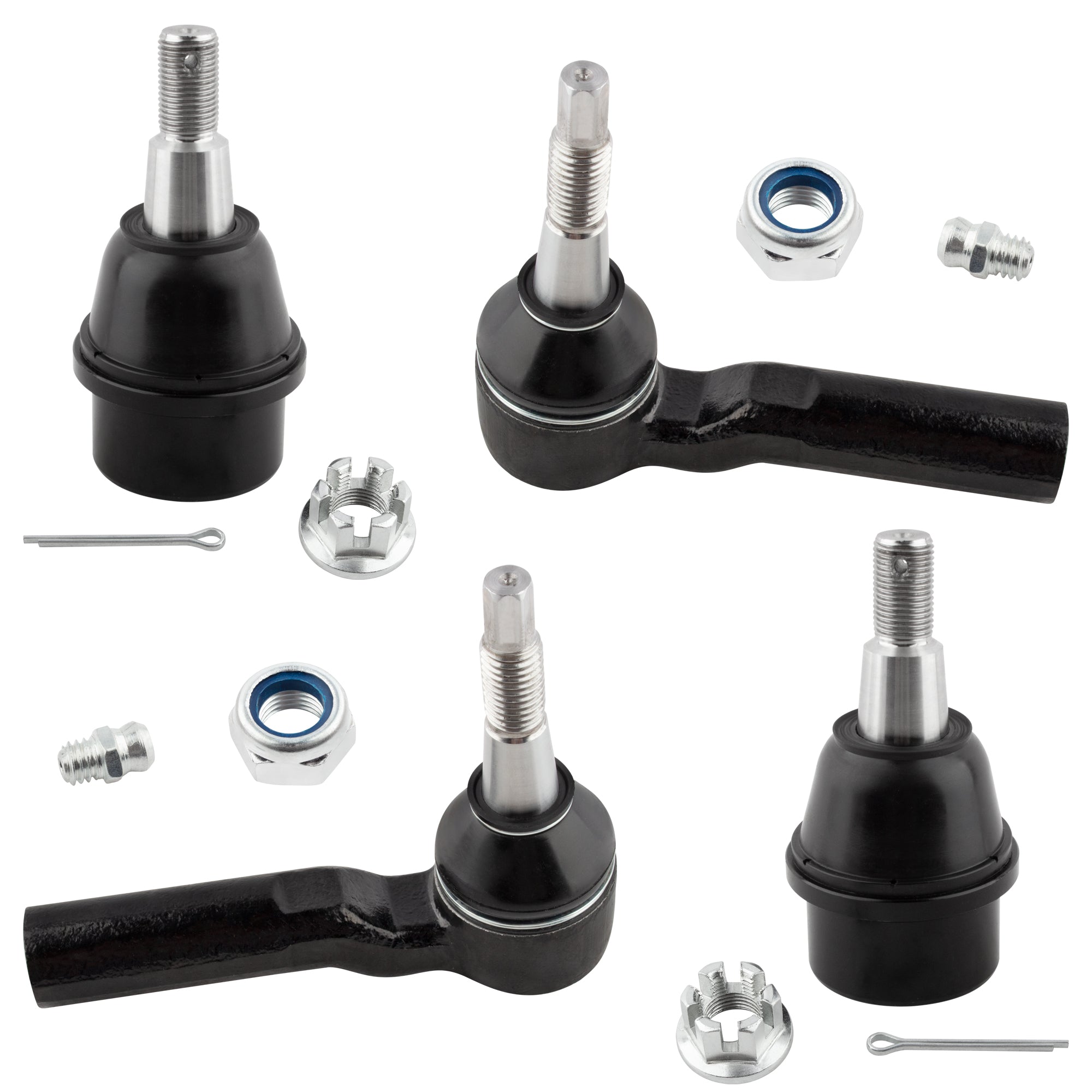 BOXI (2) Front Lower Ball Joints + (2) Outer Tie Rods Fit for Chevrolet Silverado 2500HD 3500HD