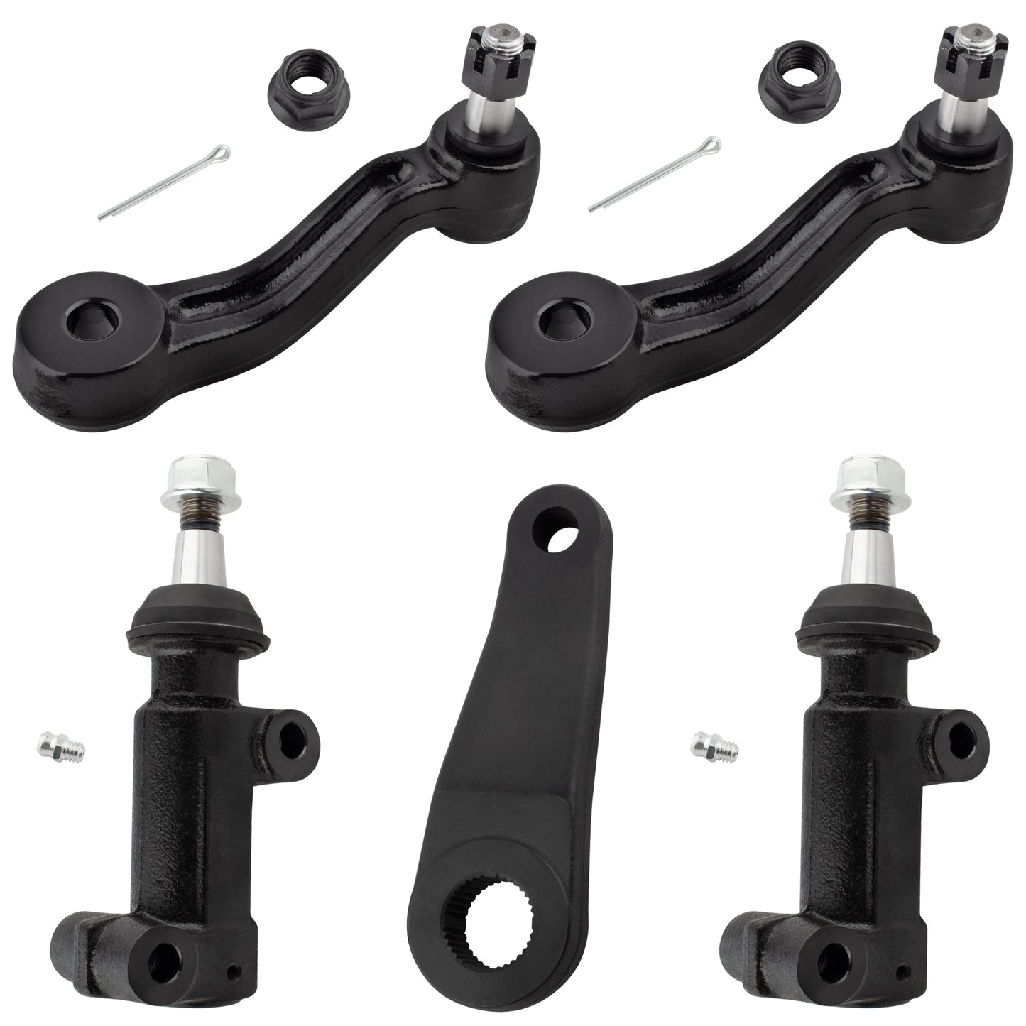 BOXI (Set of 5) Front Steering Pitman Arm + Idler Arm + Idler Arm Bracket Fit for Chevrolet Express
