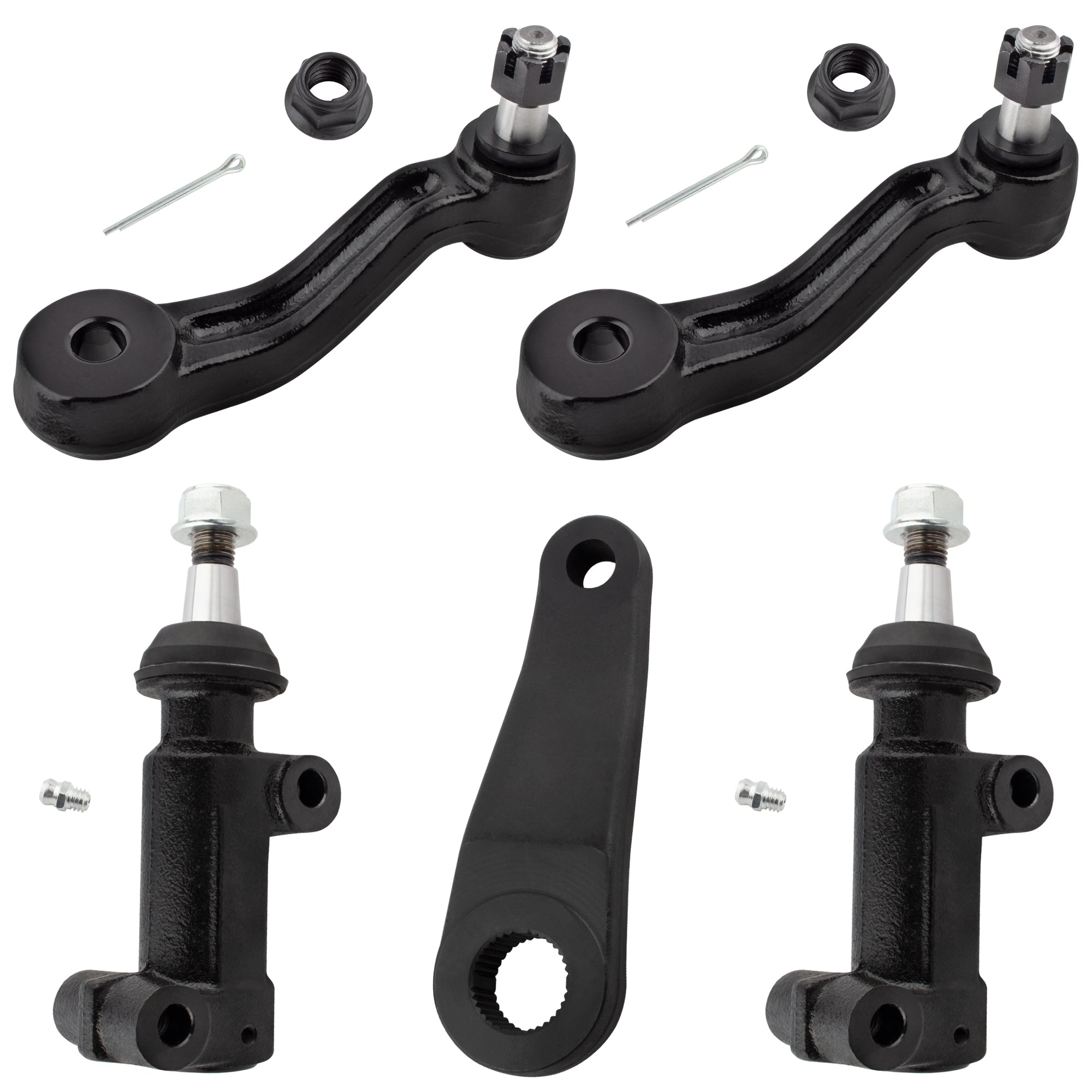 BOXI (Set of 5) Front Steering Pitman Arm + Idler Arm + Idler Arm Bracket Fit for Chevrolet Express