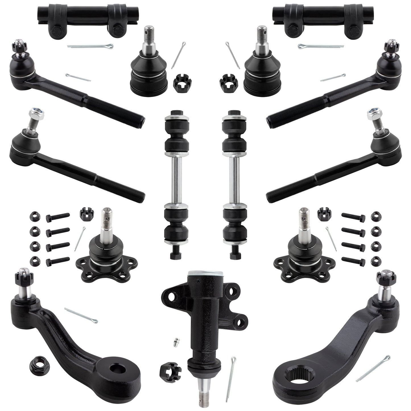 BOXI 15pcs Front Suspension Kit Ball Joints Tie Rods Sway Bars Pitman Idler Arm Fits for Chevrolet