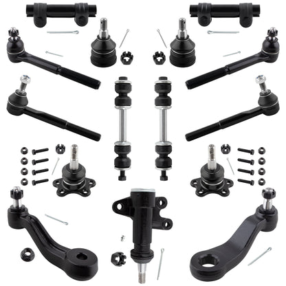 BOXI 15pcs Front Suspension Kit Ball Joints Tie Rods Sway Bars Pitman Idler Arm Fits for Chevrolet