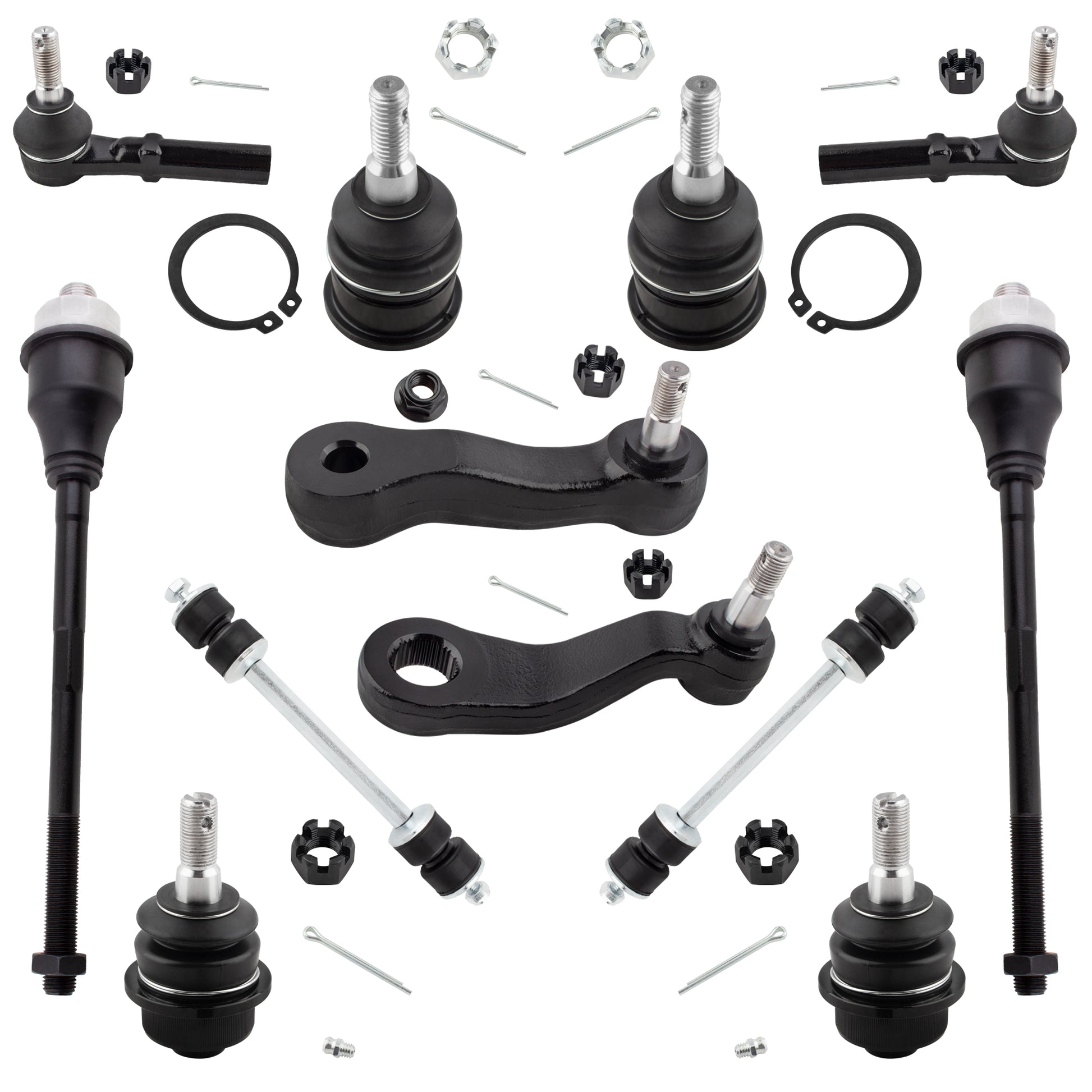 BOXI 12pcs Front Tie Rods Ball Joints Sway Bar Pitman Idler Arm Fits for Chevrolet Silverado