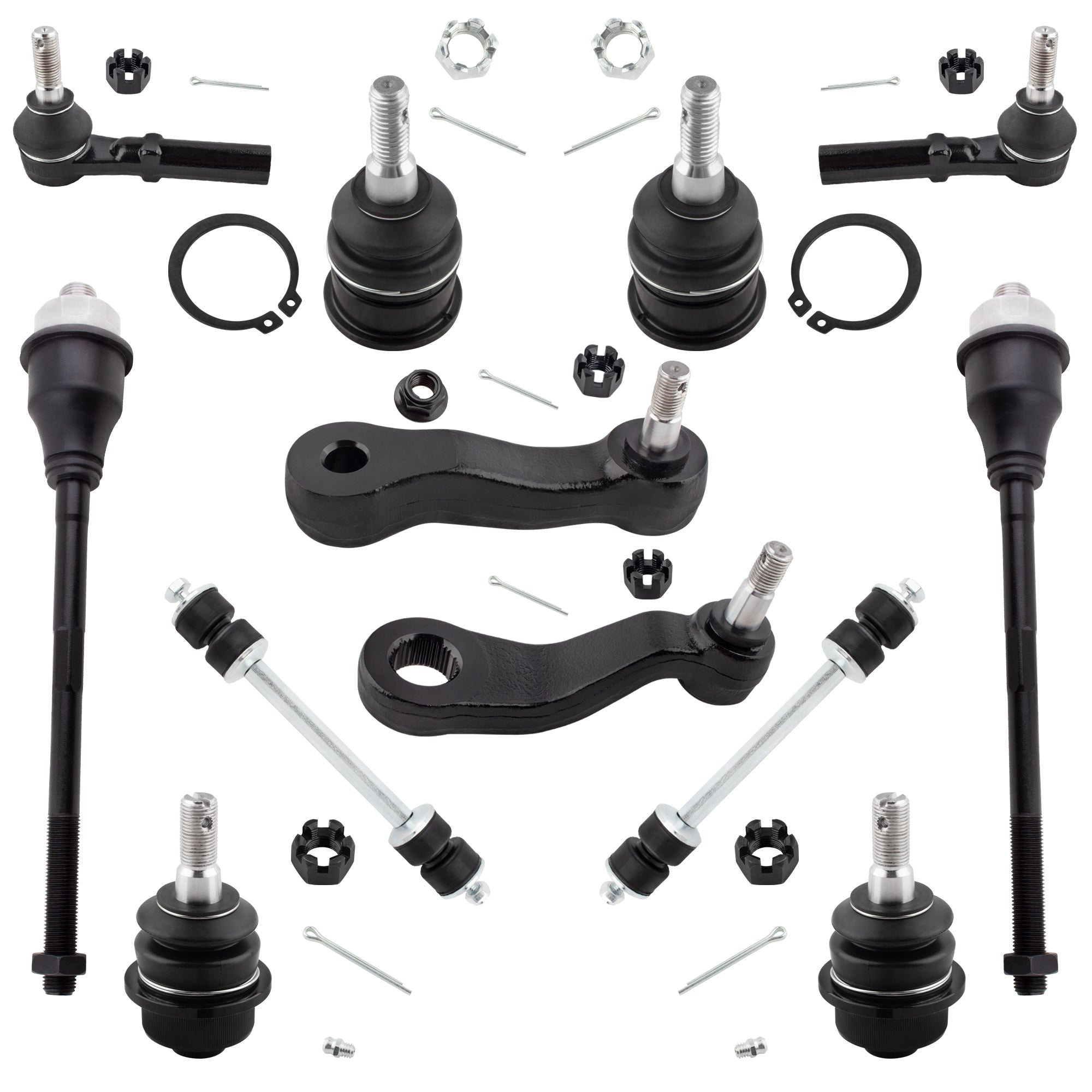 BOXI 12pcs Front Tie Rods Ball Joints Sway Bar Pitman Idler Arm Fits for Chevrolet Silverado