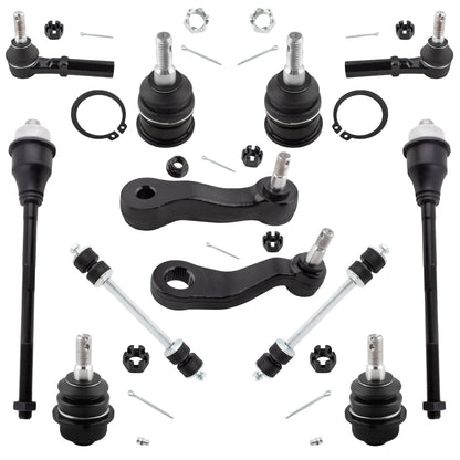 BOXI 12pcs Front Tie Rods Ball Joints Sway Bar Pitman Idler Arm Fits for Chevrolet Silverado