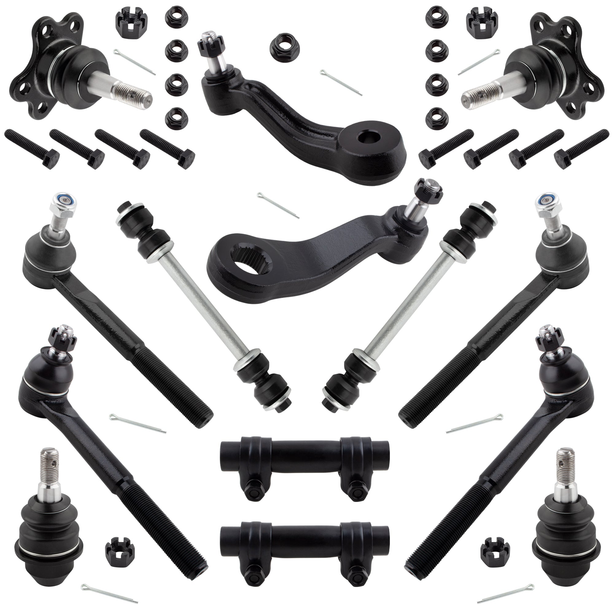 BOXI (Set of 14) Front Pitman Idler Arm Sway Bars Ball Joints Tie Rods Kit Fits for Chevrolet
