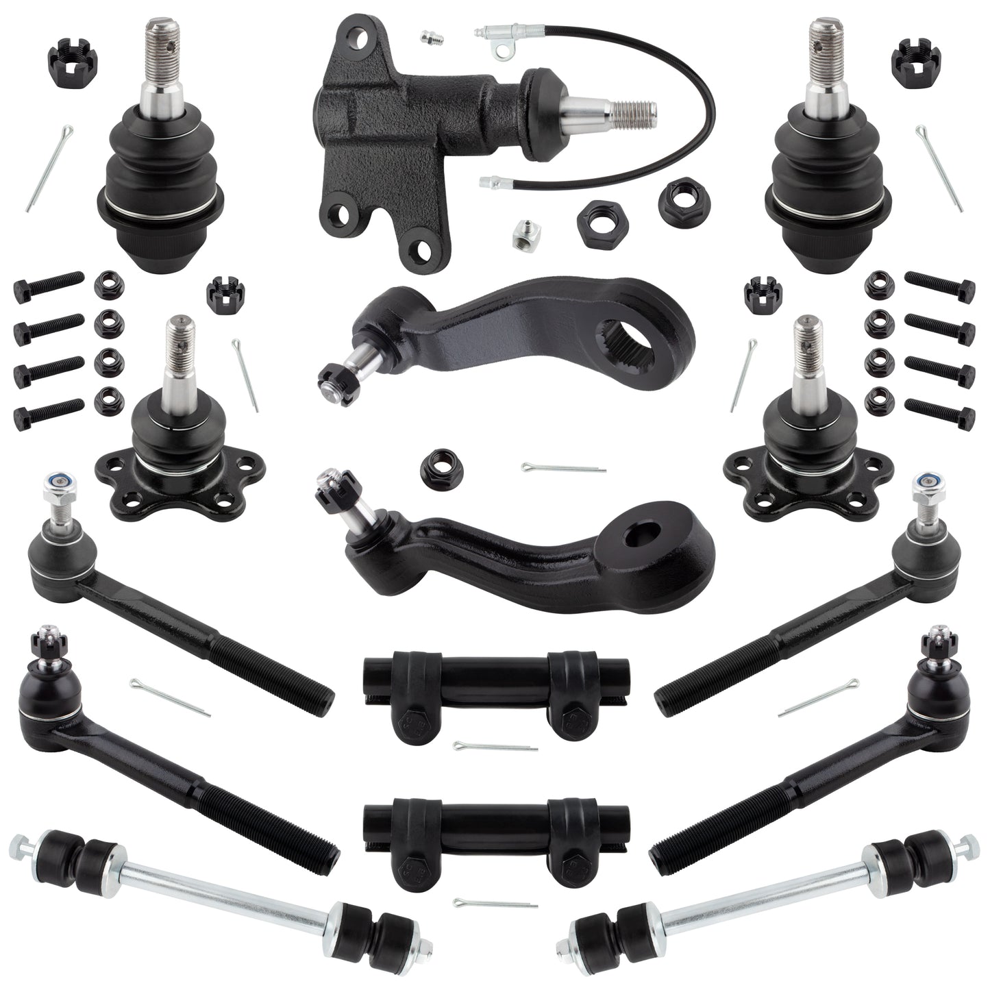 BOXI 15pcs Front Tie Rods Ball Joints Sway Bar Pitman Idler Arm Kit Fits for Chevrolet for GMC