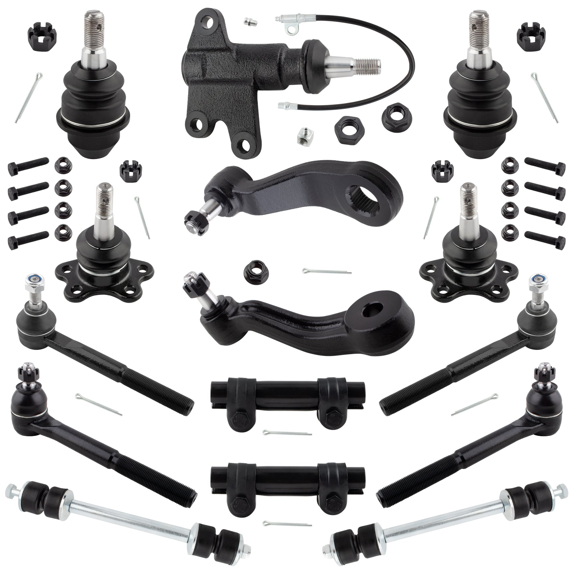 BOXI 15pcs Front Tie Rods Ball Joints Sway Bar Pitman Idler Arm Kit Fits for Chevrolet for GMC