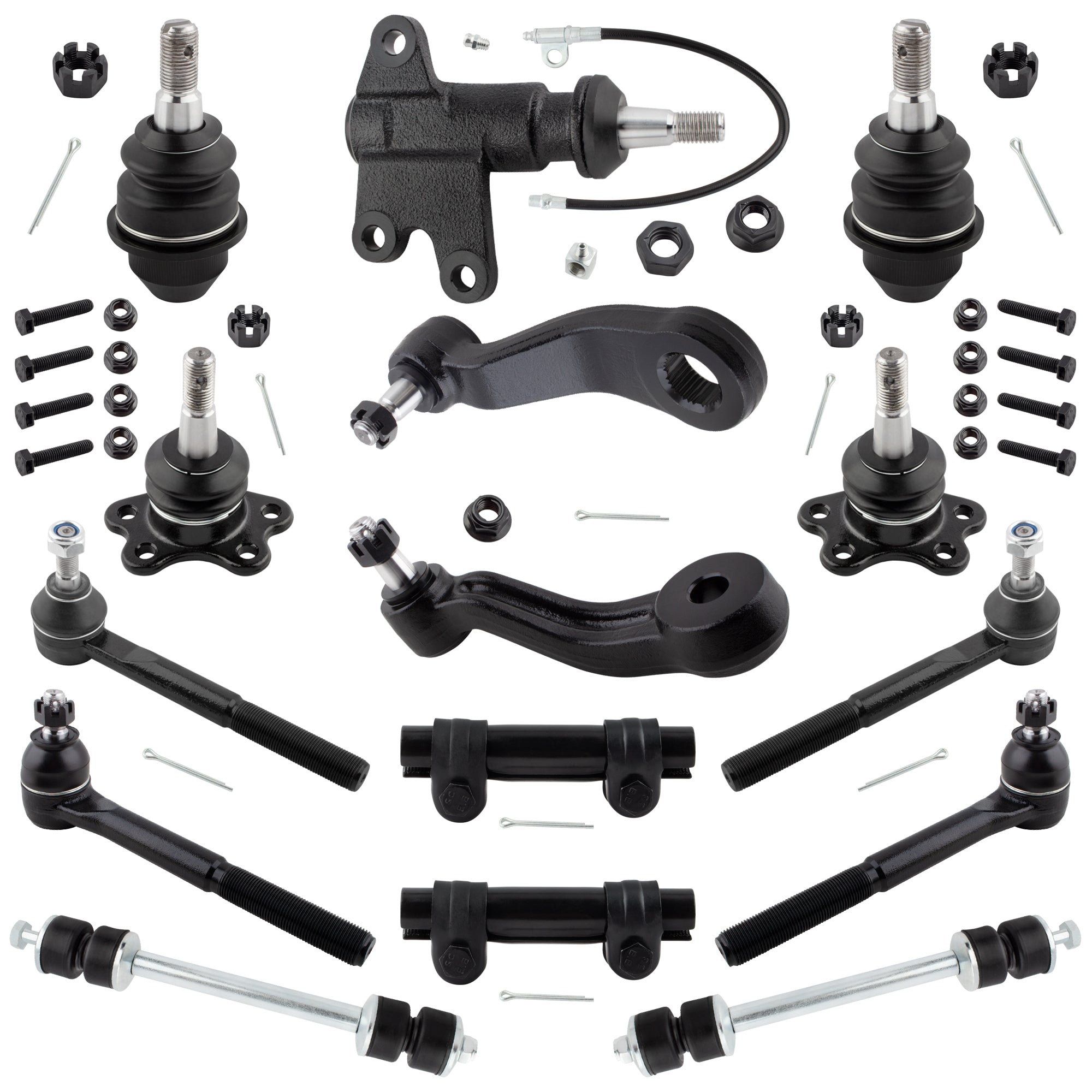 BOXI 15pcs Front Tie Rods Ball Joints Sway Bar Pitman Idler Arm Kit Fits for Chevrolet for GMC