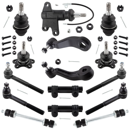BOXI 15pcs Front Tie Rods Ball Joints Sway Bar Pitman Idler Arm Kit Fits for Chevrolet for GMC
