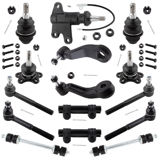 BOXI 15pcs Front Tie Rods Ball Joints Sway Bar Pitman Idler Arm Kit Fits for Chevrolet for GMC