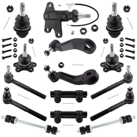 BOXI 15pcs Front Tie Rods Ball Joints Sway Bar Pitman Idler Arm Kit Fits for Chevrolet for GMC