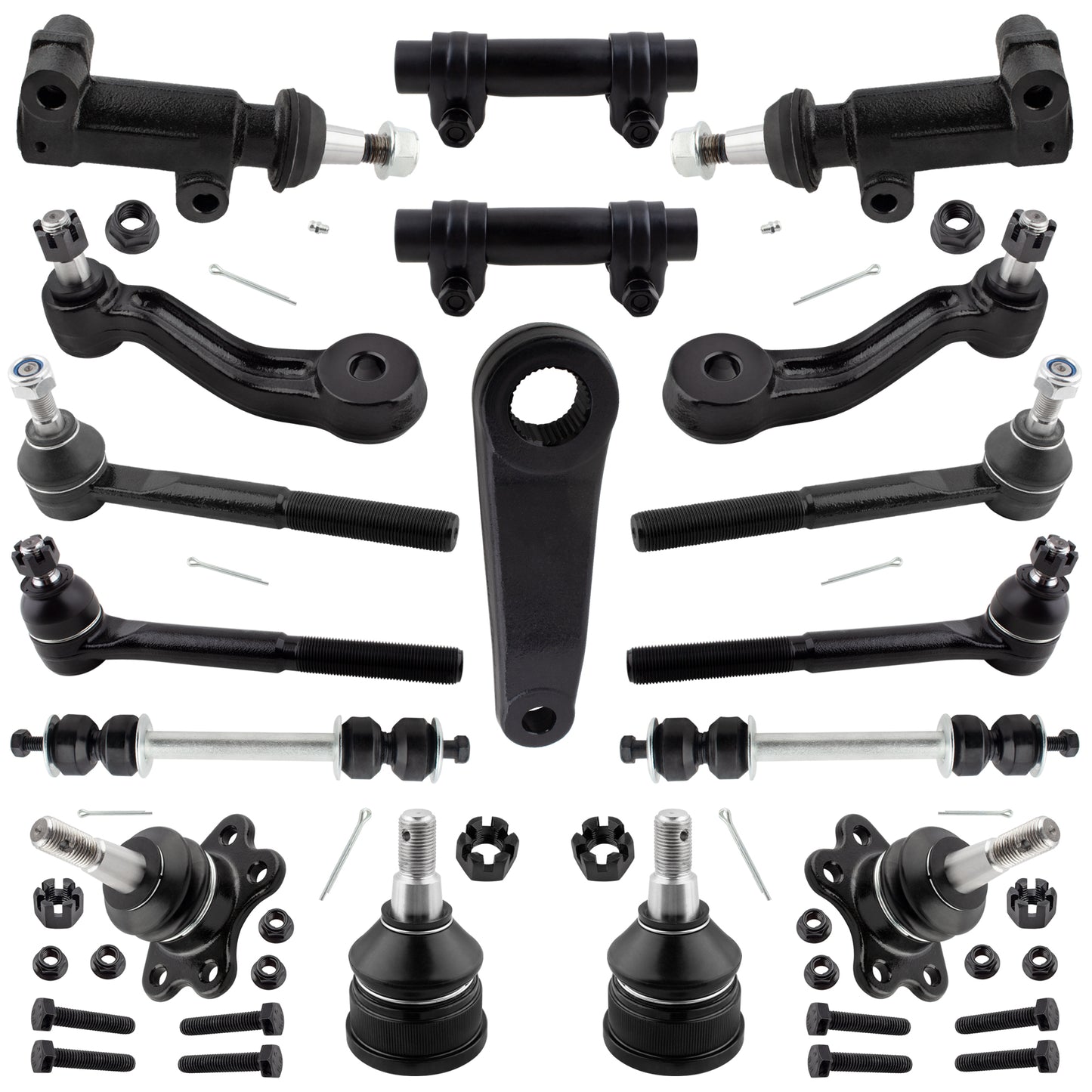 BOXI 17pcs Front Tie Rods Ball Joints Sway Bar Pitman Idler Arm Suspension Kit Fits for Chevrolet
