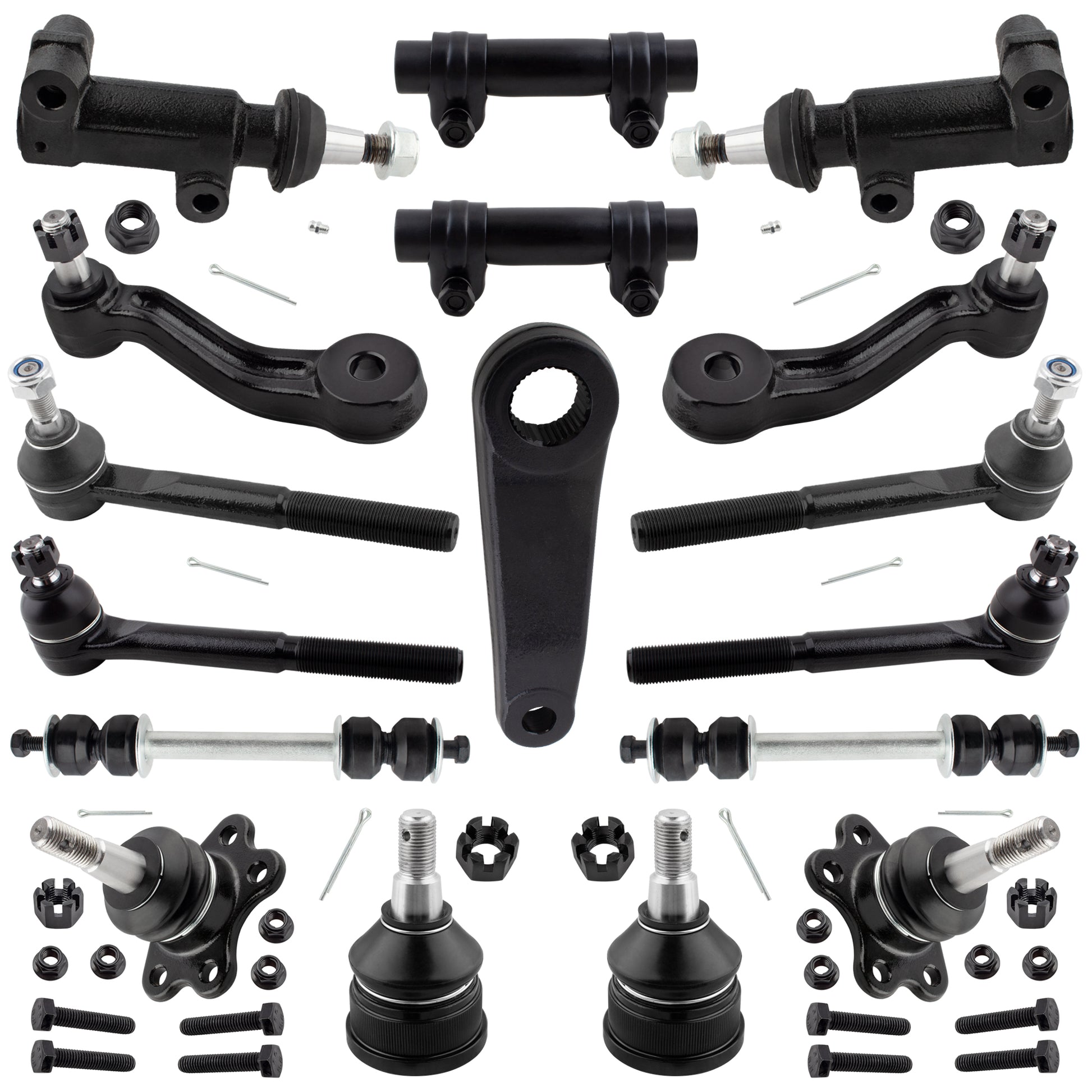 BOXI 17pcs Front Tie Rods Ball Joints Sway Bar Pitman Idler Arm Suspension Kit Fits for Chevrolet