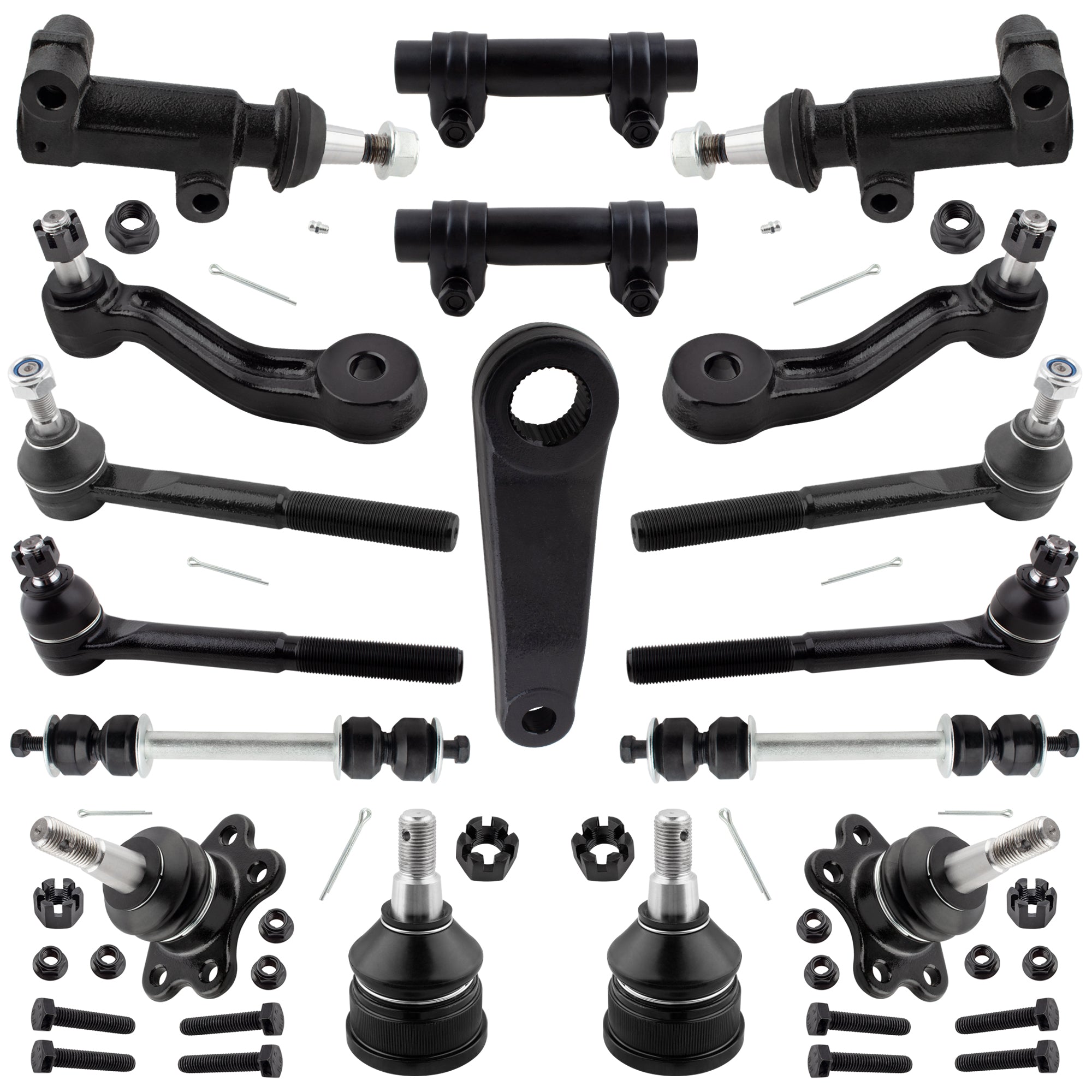 BOXI 17pcs Front Tie Rods Ball Joints Sway Bar Pitman Idler Arm Suspension Kit Fits for Chevrolet