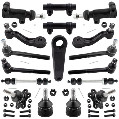 BOXI 17pcs Front Tie Rods Ball Joints Sway Bar Pitman Idler Arm Suspension Kit Fits for Chevrolet