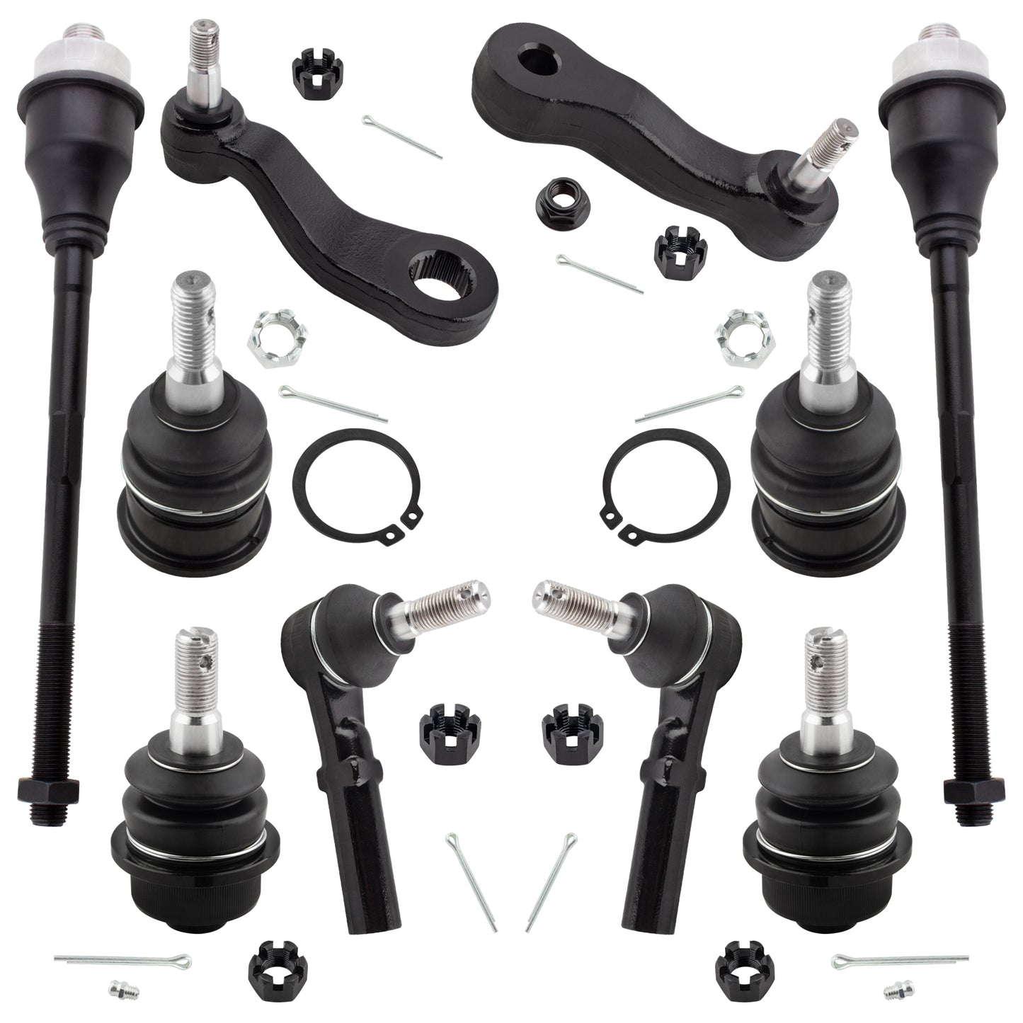 BOXI 10pcs Front Tie Rods Ball Joints Pitman Idler Arm Suspension Kit Fits for Chevrolet for GMC