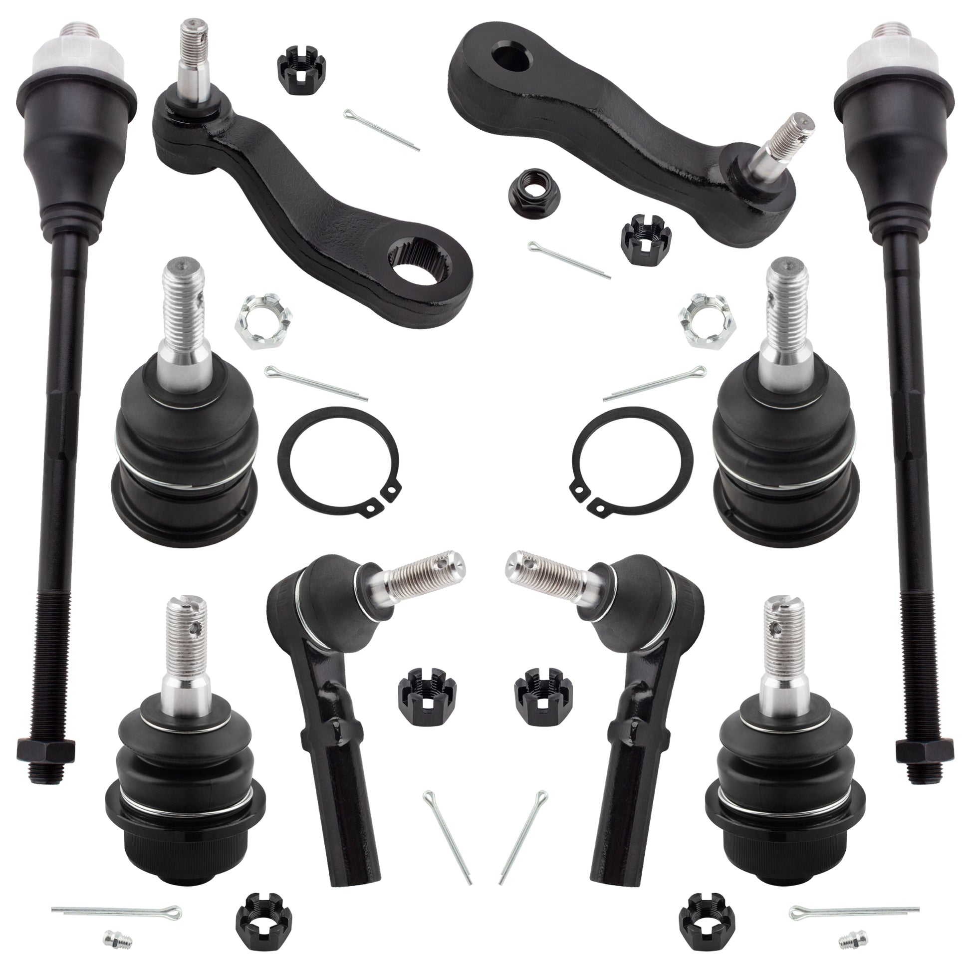 BOXI 10pcs Front Tie Rods Ball Joints Pitman Idler Arm Suspension Kit Fits for Chevrolet for GMC