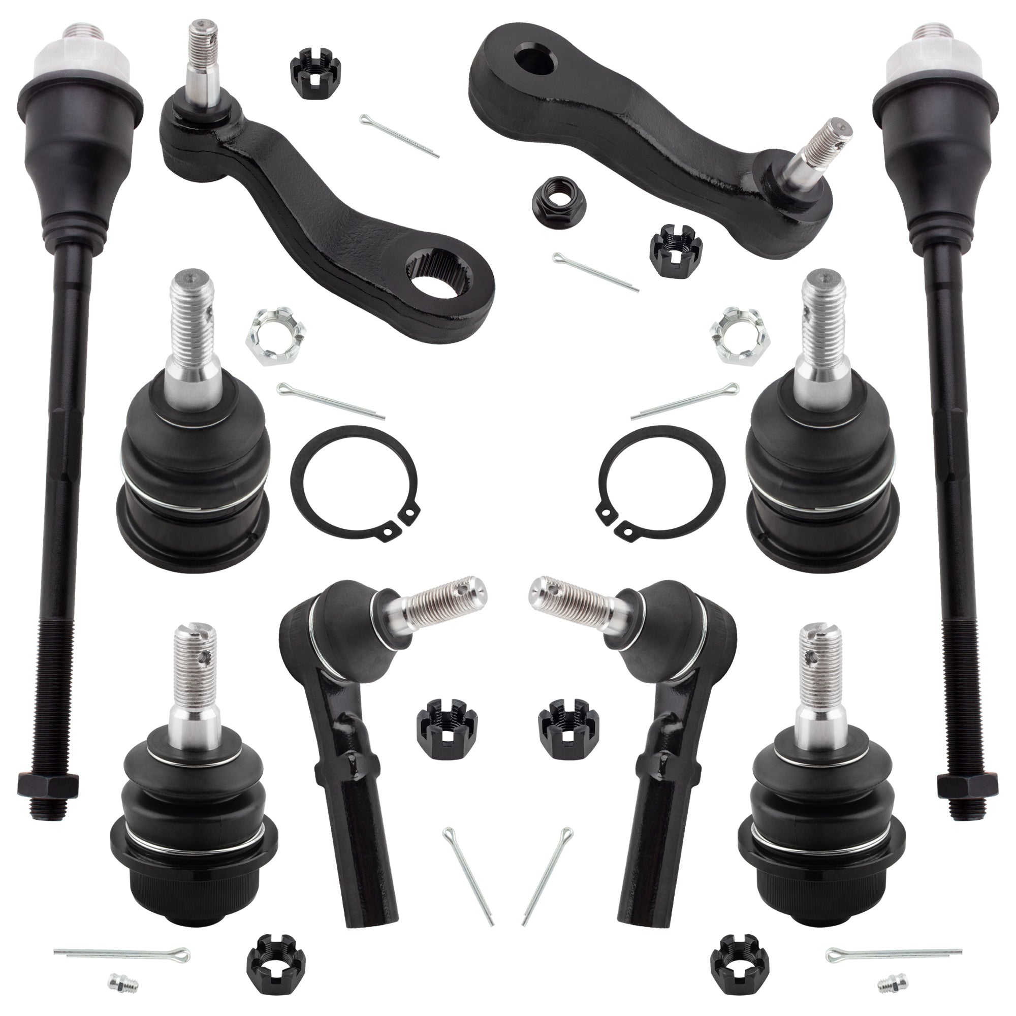 BOXI 10pcs Front Tie Rods Ball Joints Pitman Idler Arm Suspension Kit Fits for Chevrolet for GMC