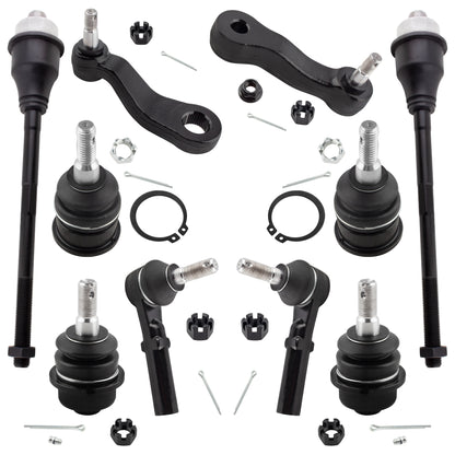 BOXI 10pcs Front Tie Rods Ball Joints Pitman Idler Arm Suspension Kit Fits for Chevrolet for GMC