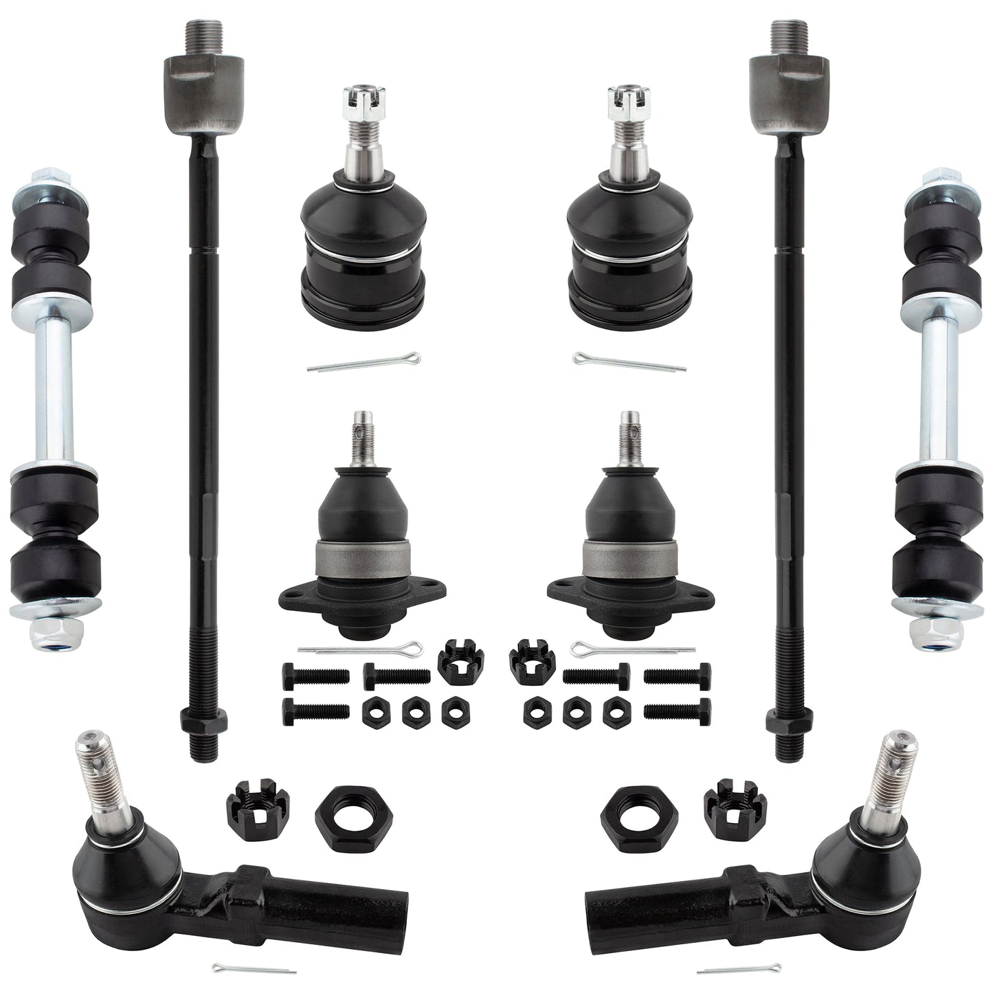 BOXI 10pcs Front Suspension Kit Inner & Outer Tie Rod Ends Upper & Lower Ball Joint Sway Bar End