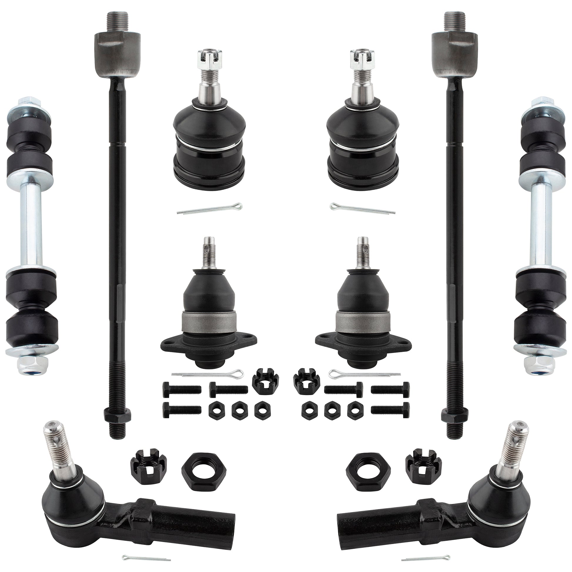 BOXI 10pcs Front Suspension Kit Inner & Outer Tie Rod Ends Upper & Lower Ball Joint Sway Bar End
