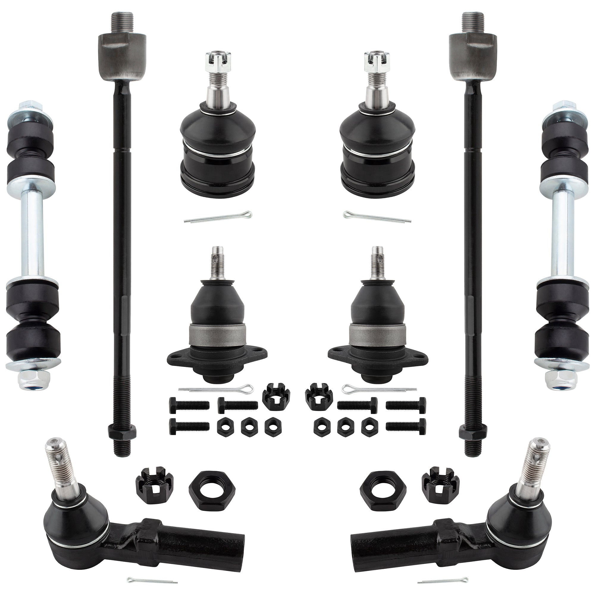 BOXI 10pcs Front Suspension Kit Inner & Outer Tie Rod Ends Upper & Lower Ball Joint Sway Bar End