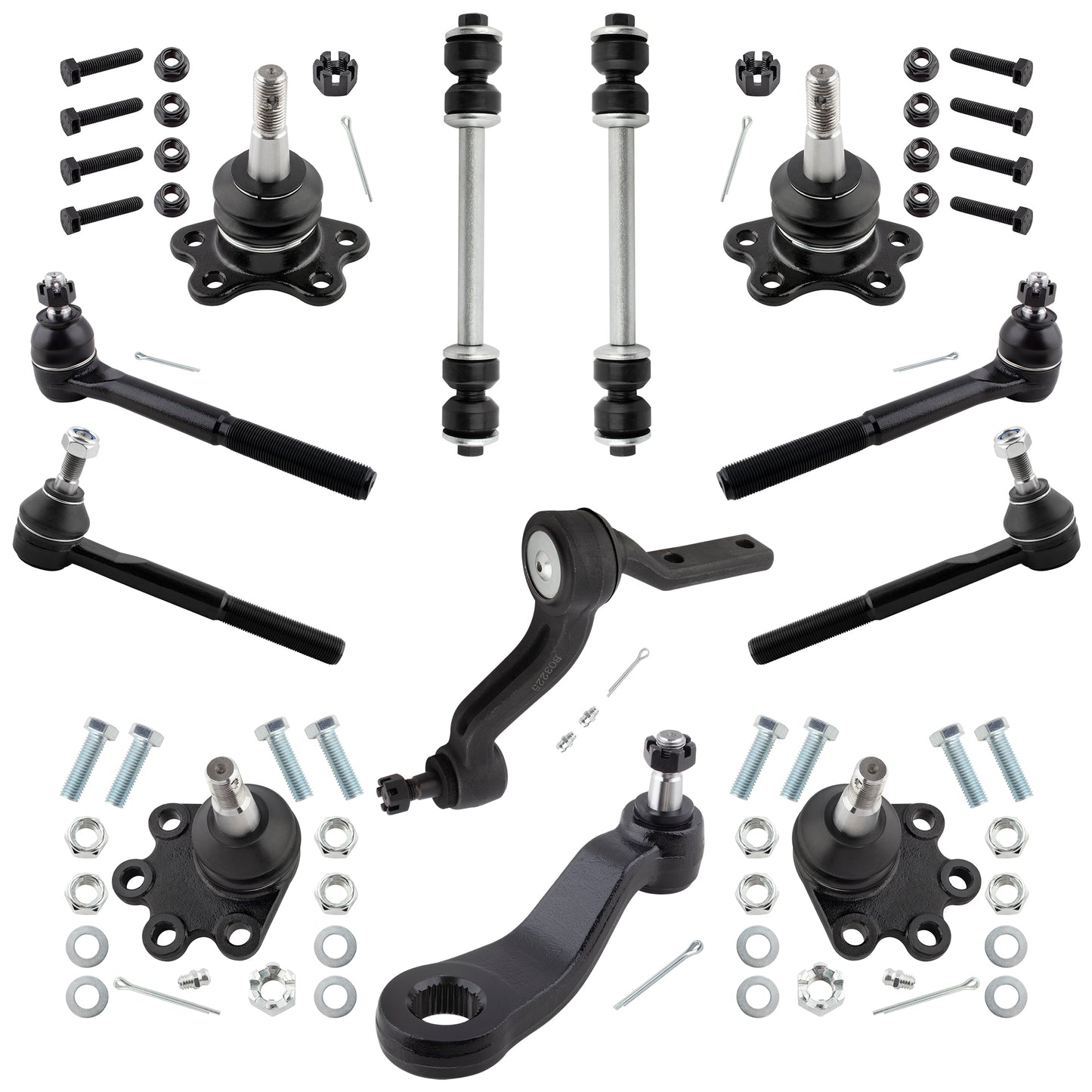 BOXI 12pcs Front Suspension Kit Tie Rod Ends Ball Joints Sway Bars Pitman Idler Arm Fits