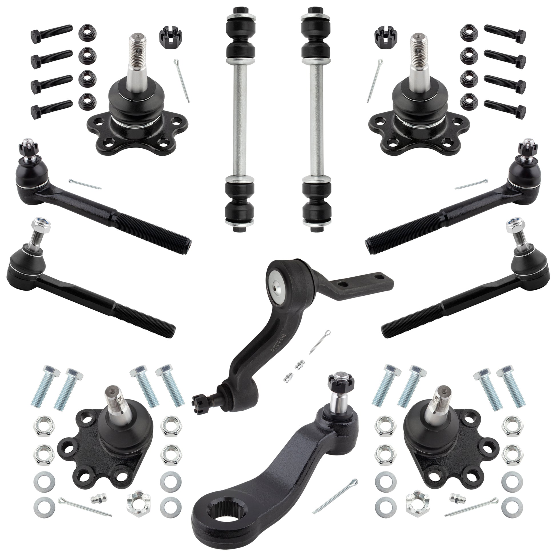 BOXI 12pcs Front Suspension Kit Tie Rod Ends Ball Joints Sway Bars Pitman Idler Arm Fits