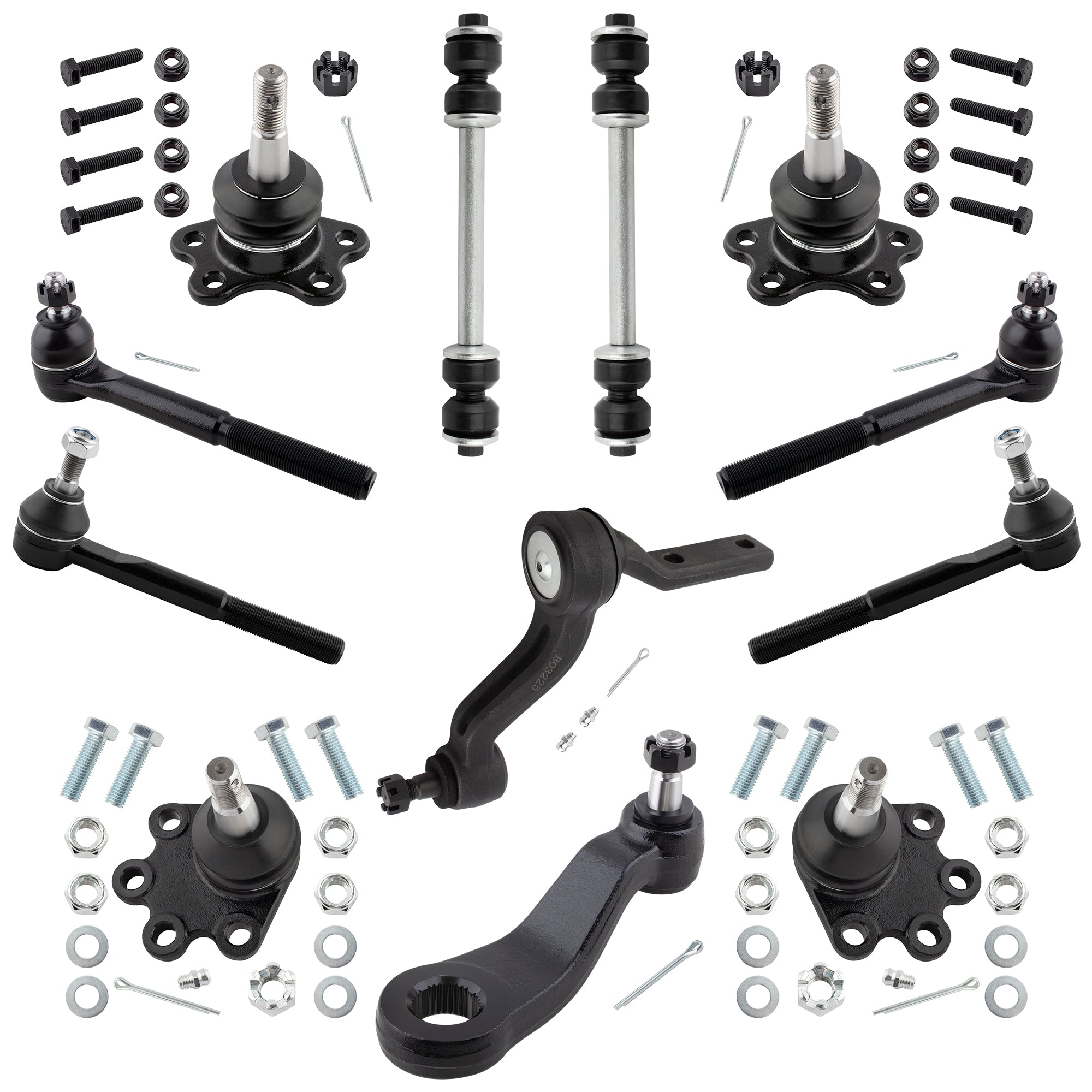 BOXI 12pcs Front Suspension Kit Tie Rod Ends Ball Joints Sway Bars Pitman Idler Arm Fits