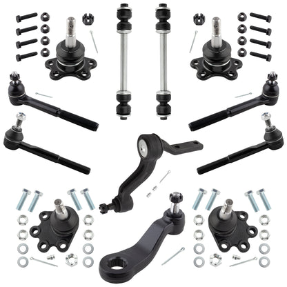 BOXI 12pcs Front Suspension Kit Tie Rod Ends Ball Joints Sway Bars Pitman Idler Arm Fits