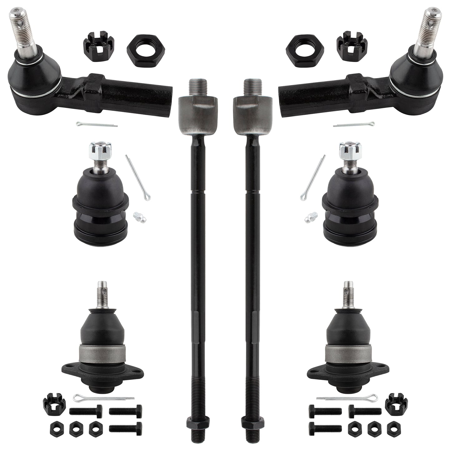 BOXI (Set of 8) Front Upper & Lower Ball Joints Inner & Outer Tie Rod Ends Kit Fits for Chevrolet