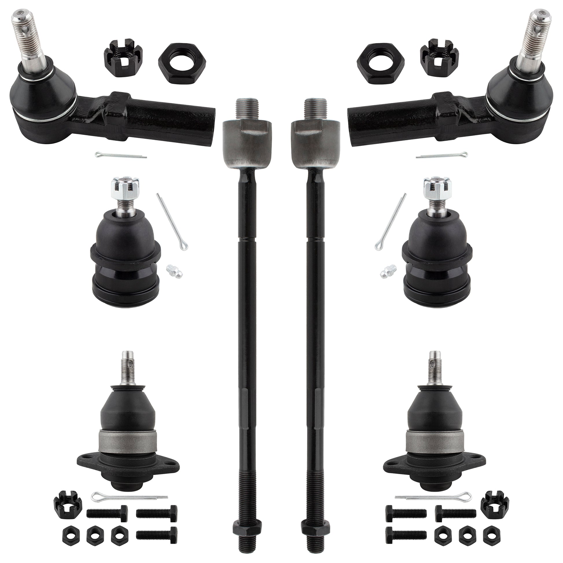 BOXI (Set of 8) Front Upper & Lower Ball Joints Inner & Outer Tie Rod Ends Kit Fits for Chevrolet