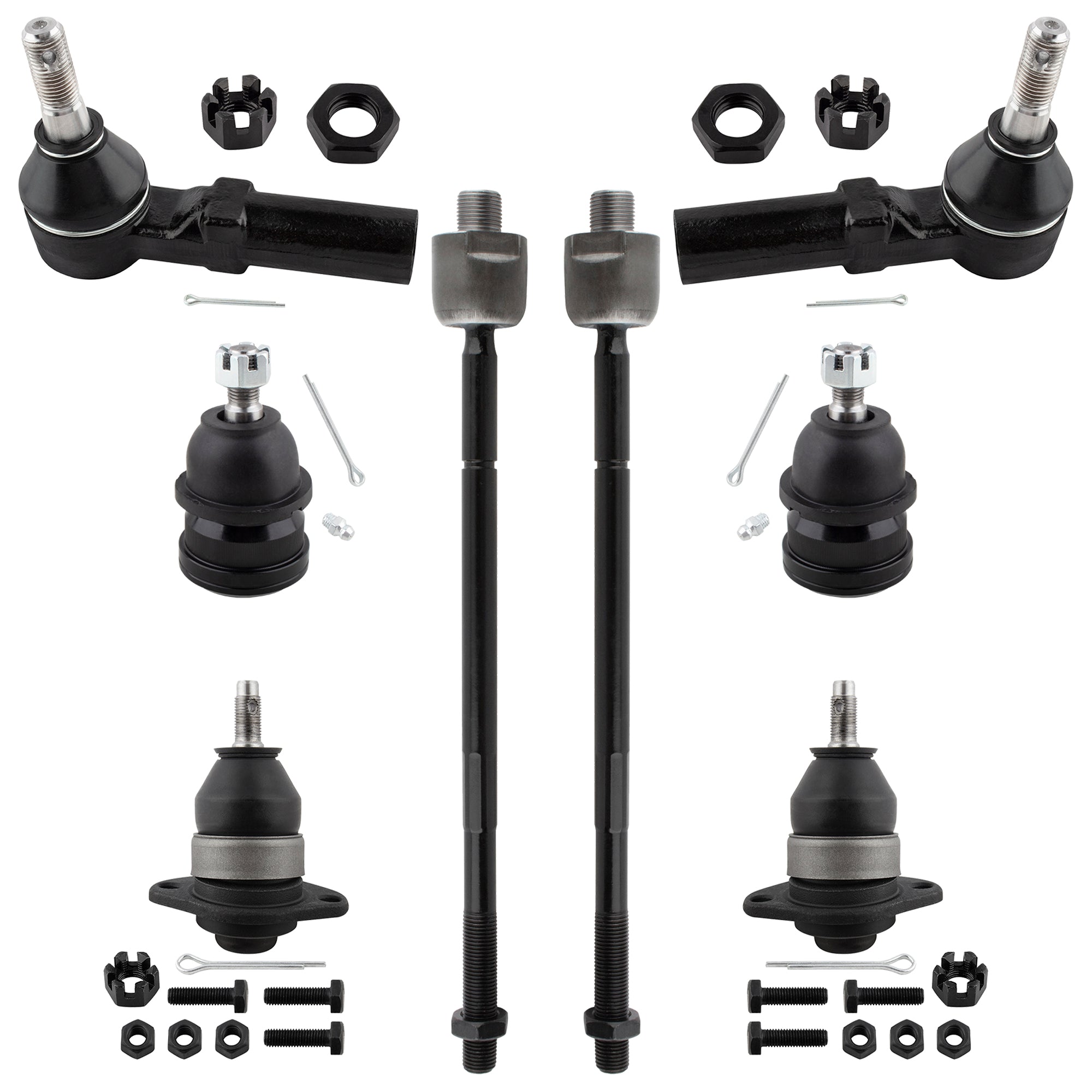 BOXI (Set of 8) Front Upper & Lower Ball Joints Inner & Outer Tie Rod Ends Kit Fits for Chevrolet
