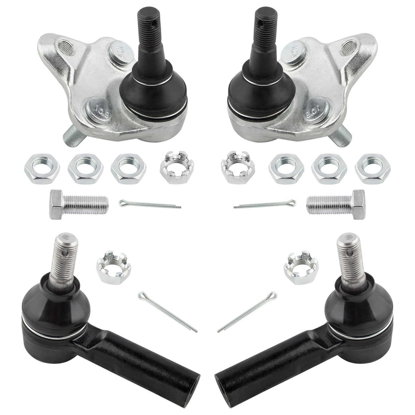 BOXI (Set of 4) Front Lower Ball Joints Outer Tie Rod Ends Fits for Chevrolet Prizm 1998-2002