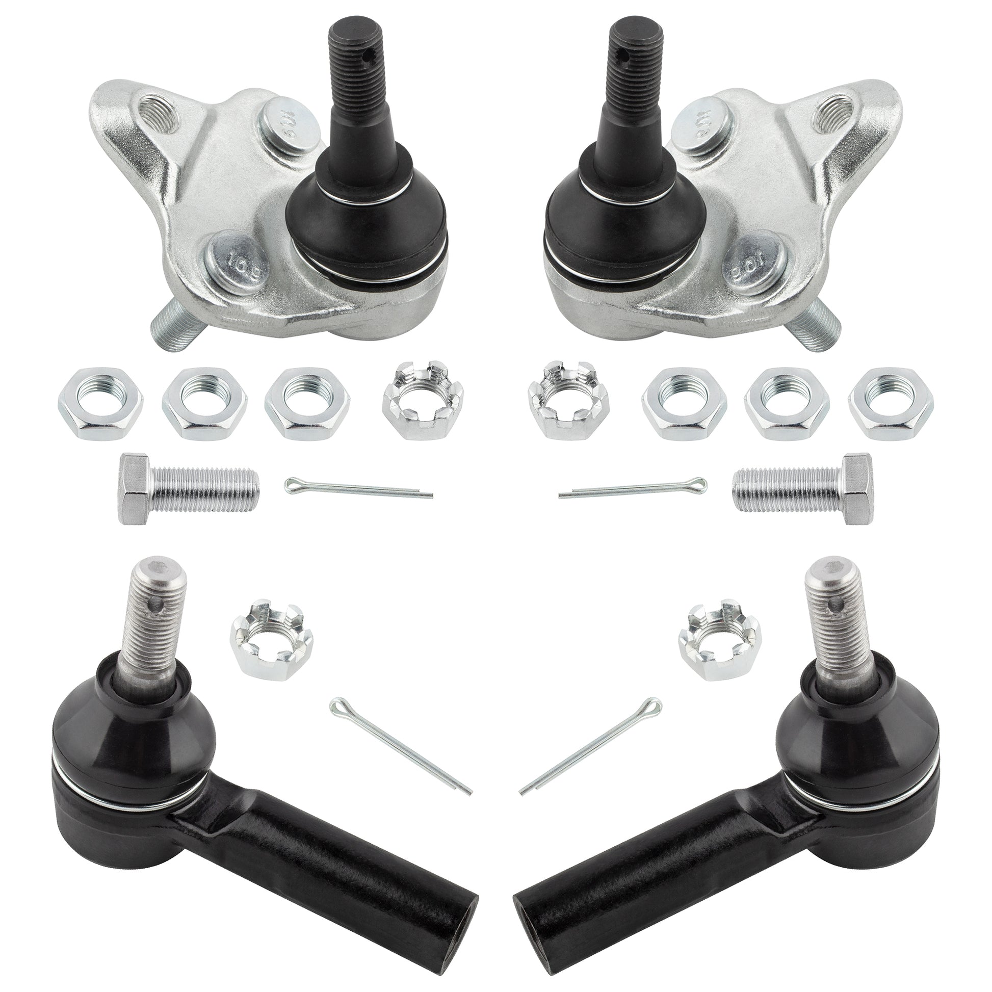 BOXI (Set of 4) Front Lower Ball Joints Outer Tie Rod Ends Fits for Chevrolet Prizm 1998-2002