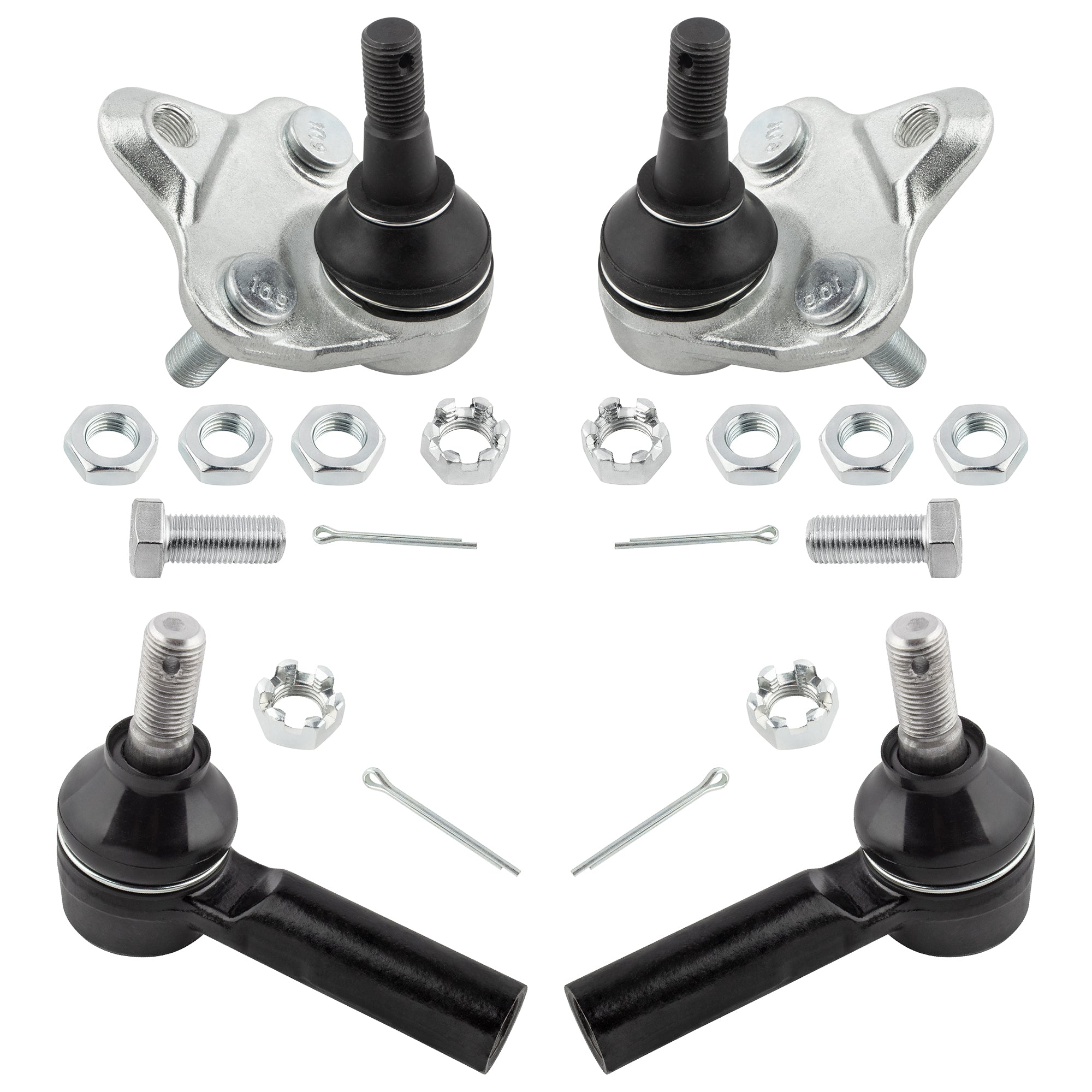 BOXI (Set of 4) Front Lower Ball Joints Outer Tie Rod Ends Fits for Chevrolet Prizm 1998-2002