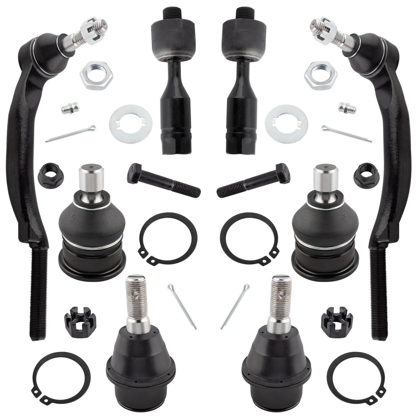 BOXI 8pc ES3675 ES3676 EV80965 K6663 K6664 Front Inner Outer Tie Rods Upper Lower Ball Joints