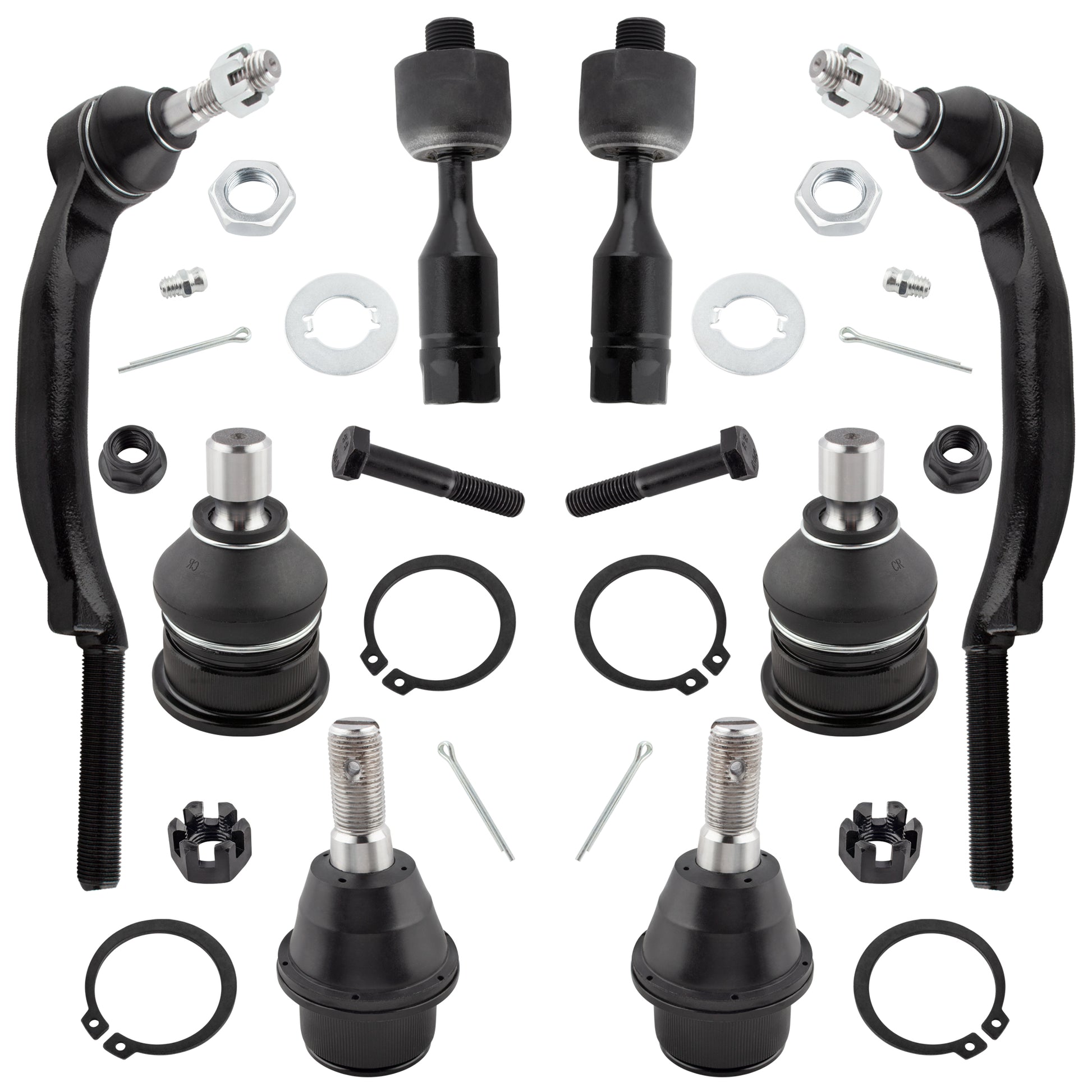 BOXI 8pc ES3675 ES3676 EV80965 K6663 K6664 Front Inner Outer Tie Rods Upper Lower Ball Joints