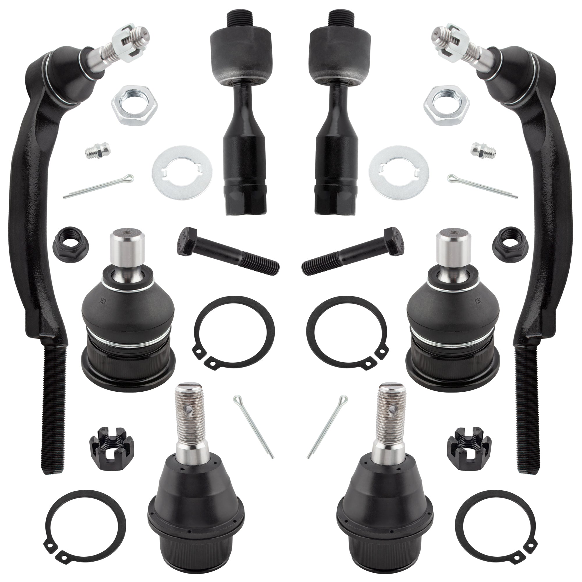 BOXI 8pc ES3675 ES3676 EV80965 K6663 K6664 Front Inner Outer Tie Rods Upper Lower Ball Joints
