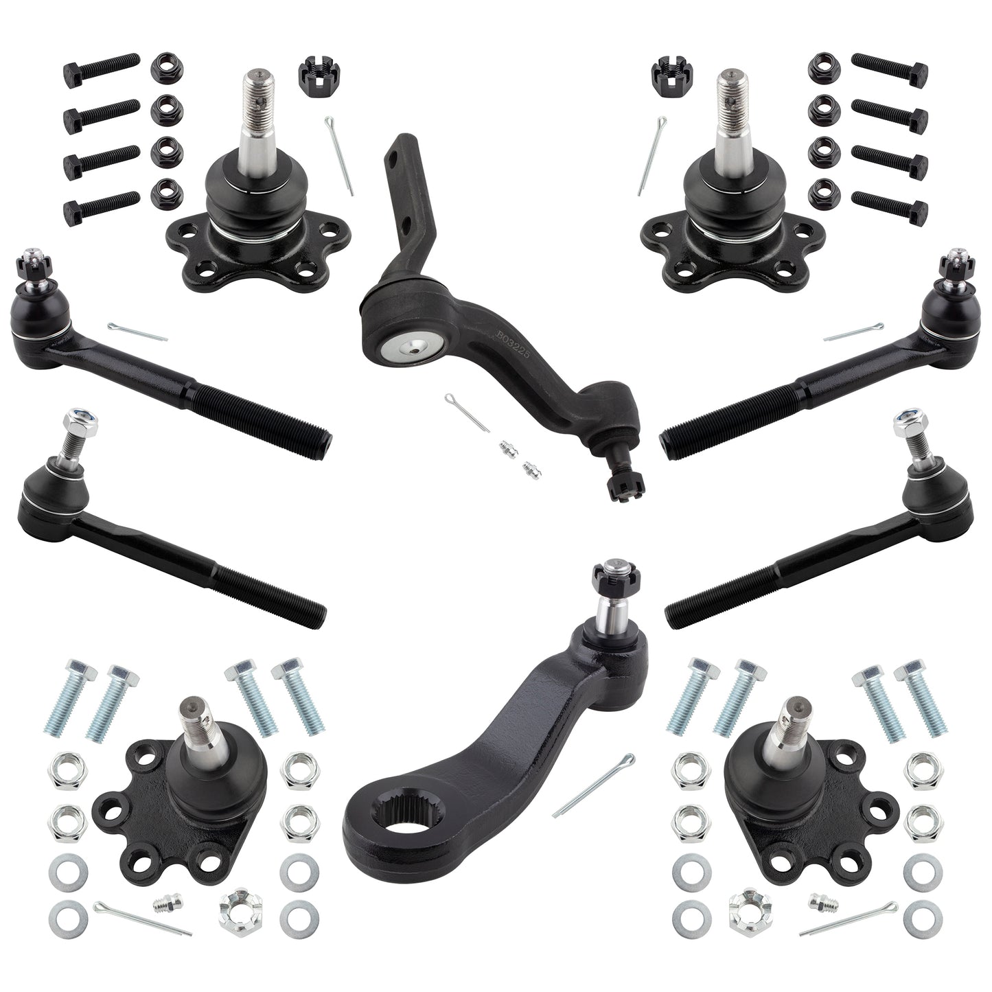 BOXI (Set of 10) Front Suspension Inner & Outer Tie Rods Upper & Lower Ball Joints Pitman Arm Idler