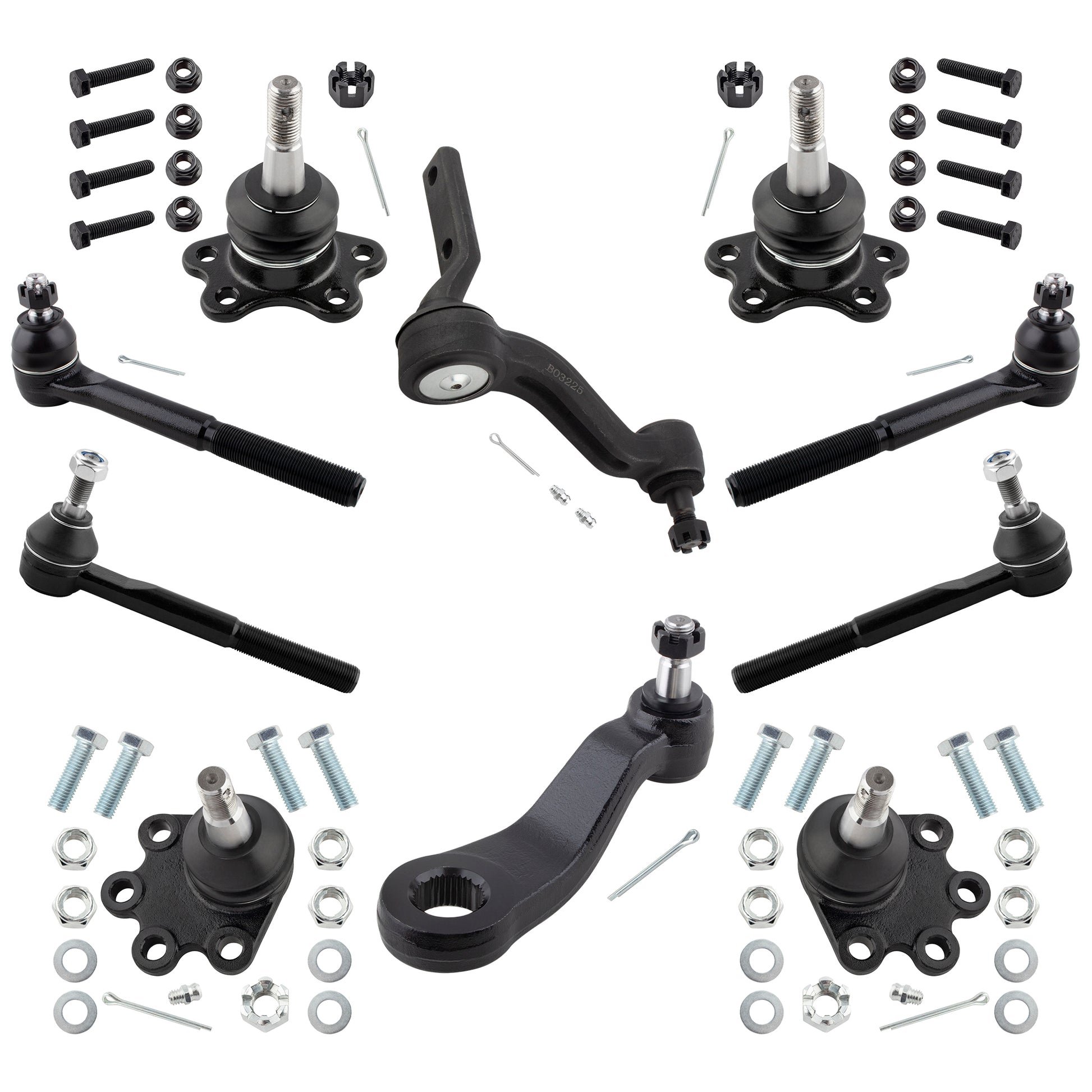 BOXI (Set of 10) Front Suspension Inner & Outer Tie Rods Upper & Lower Ball Joints Pitman Arm Idler